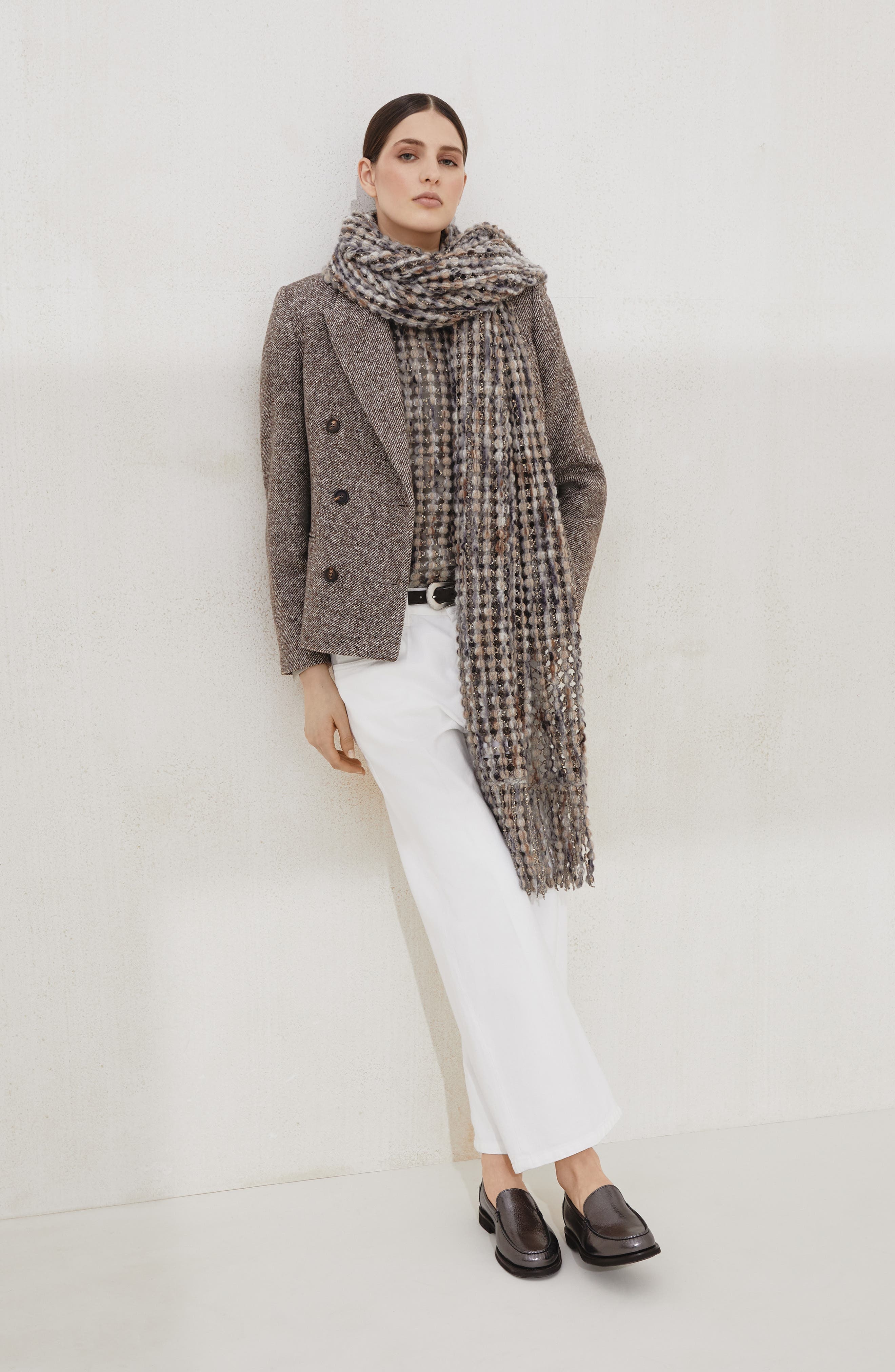 Brunello Cucinelli Mélange diagonal blazer in Brown at Nordstrom - 6