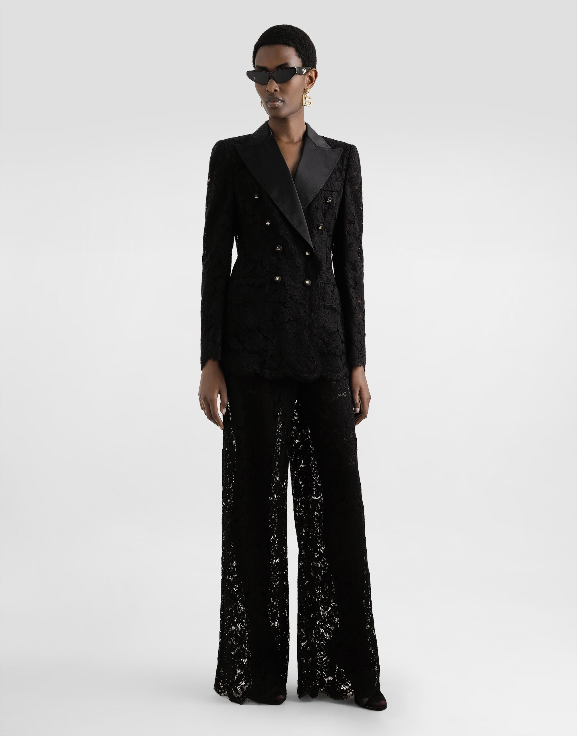 ジャケット DOLCE & GABBANA TURLINGTON JACKET IN CORDONETTO LACE Dolce & Gabbana Double-breasted branded floral cordonetto