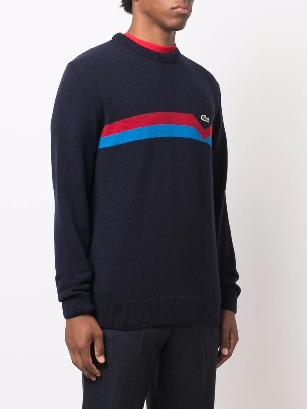 logo-patch striped sweater - 3