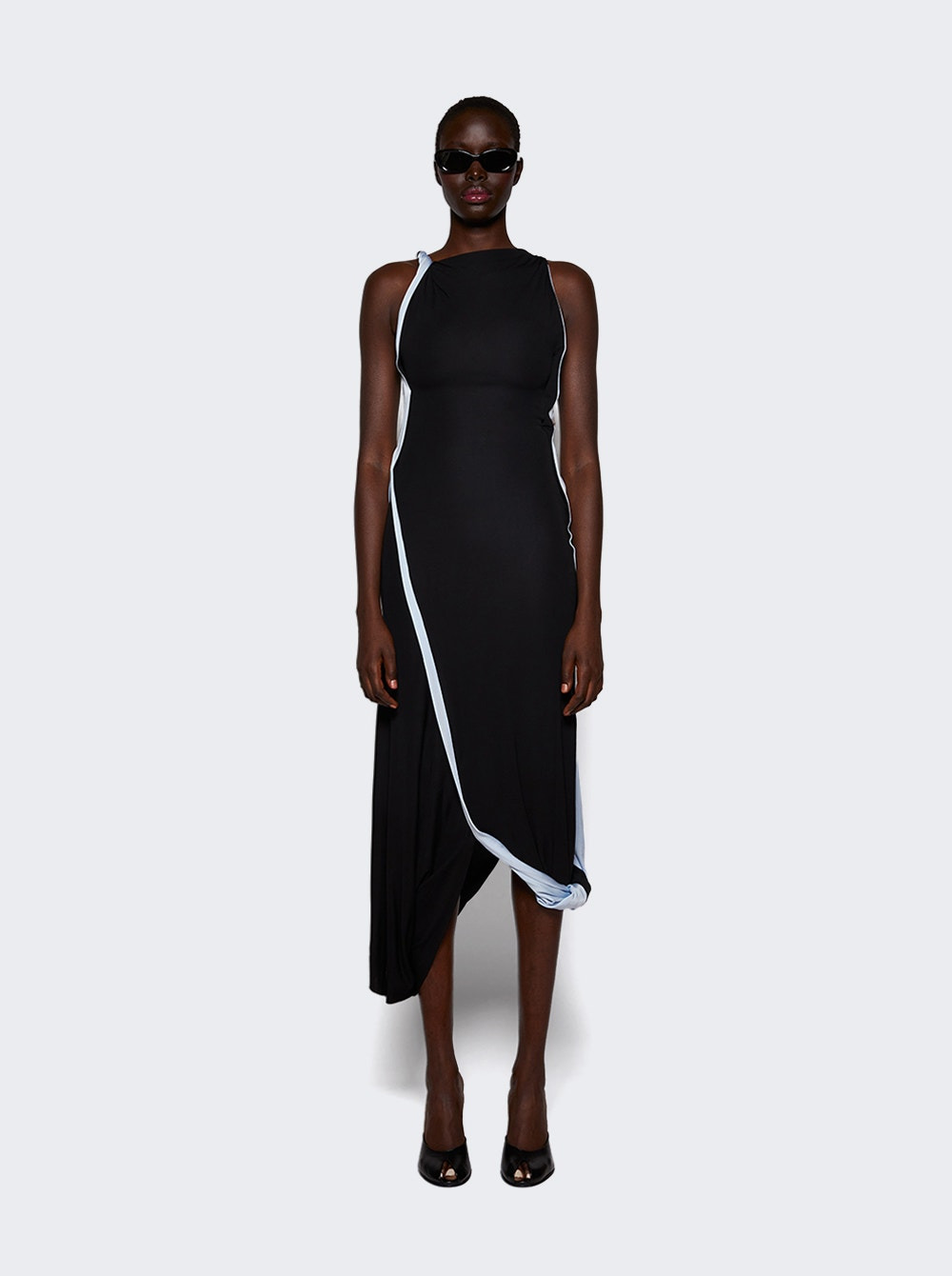 Double Layer Jersey Dress Black And Iceberg - 3