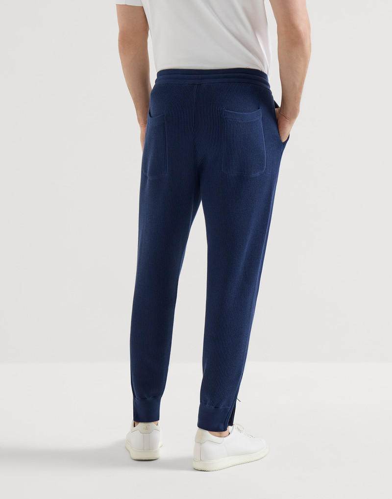 Cotton English rib knit trousers with zipper cuffs 3
