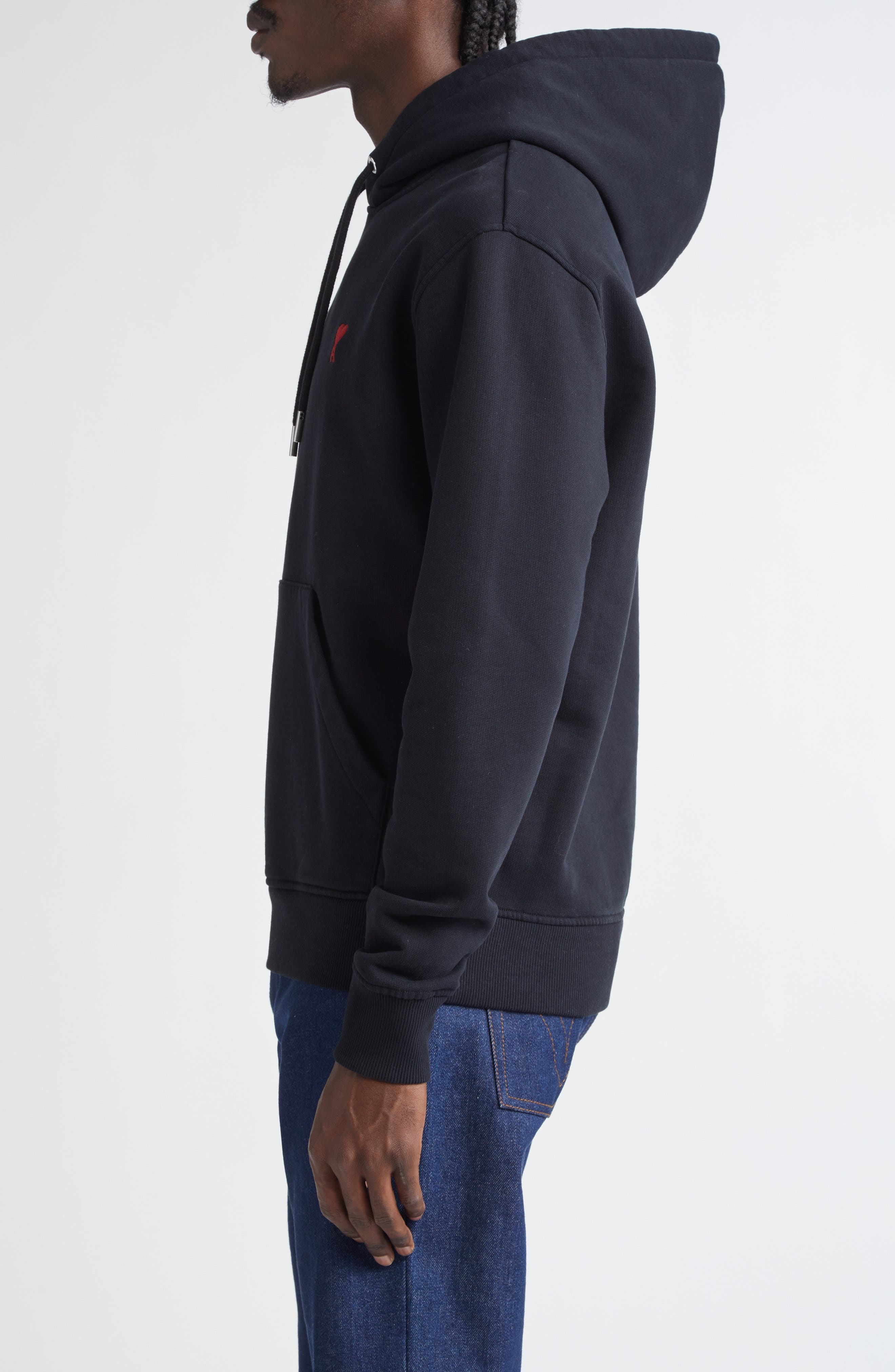 AMI PARIS Embroidered Ami De Coeur Cotton Hoodie in 001 Noir at Nordstrom - 3