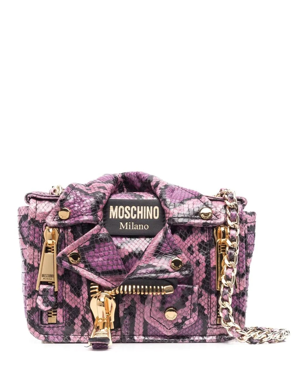 Biker snakeskin-effect crossbody bag - 1