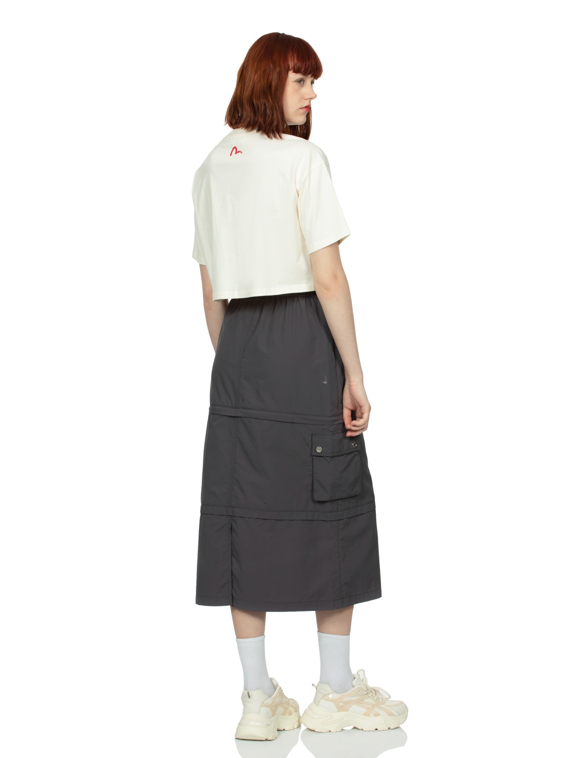 SEAGULL PRINT DETACHABLE FASHION FIT DENIM SKIRT - 4