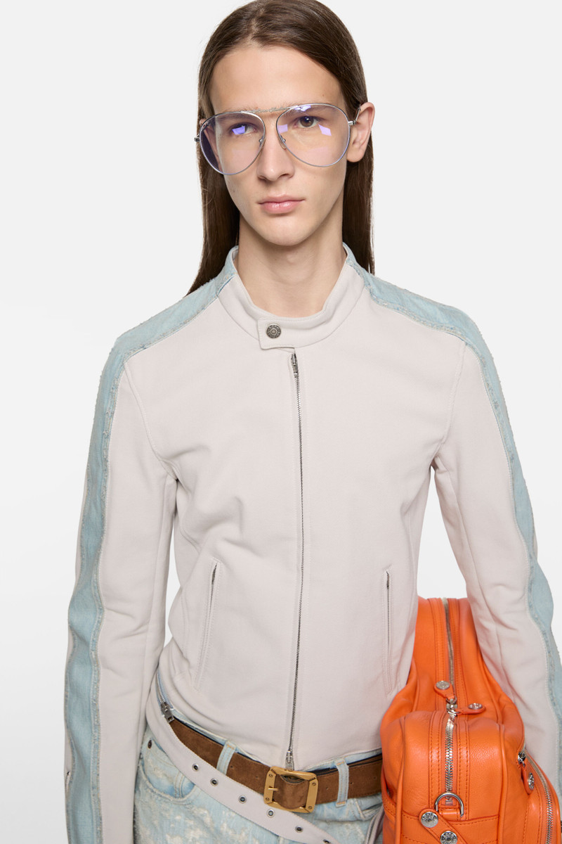 Twill biker jacket - Light taupe 4