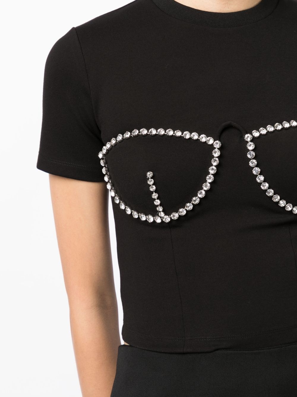 bustier-style crystal-embellished T-shirt - 5