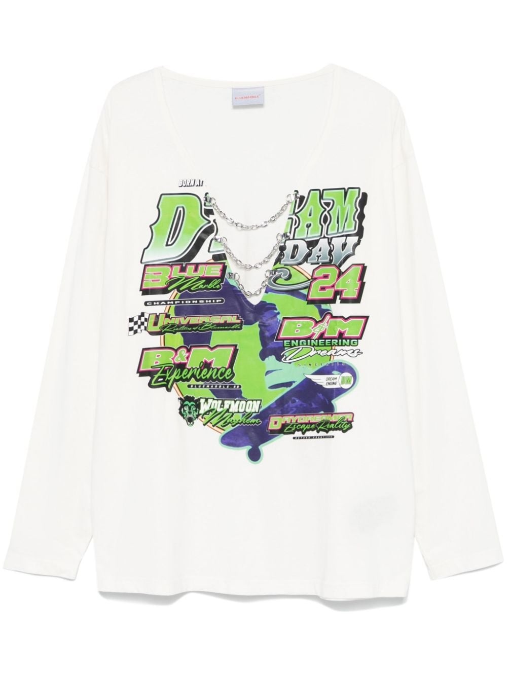 Moto-print & chain T-shirt - 1