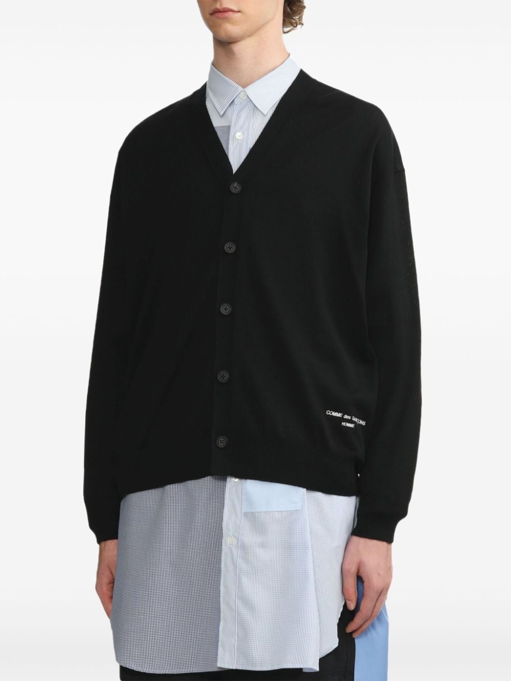 logo-embroidered cardigan - 3