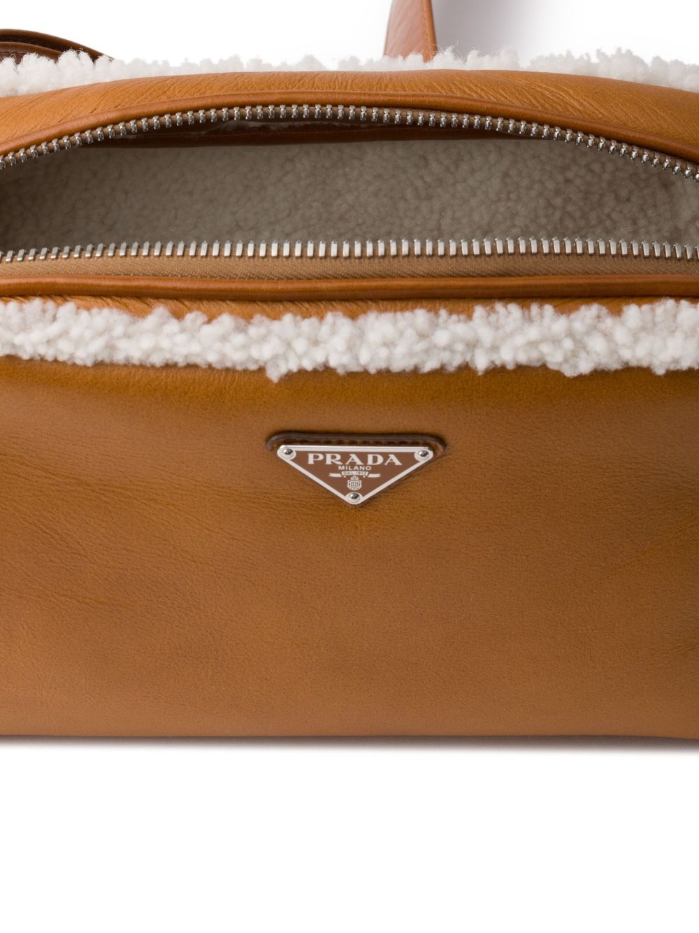 shearling-trim shoulder bag - 7