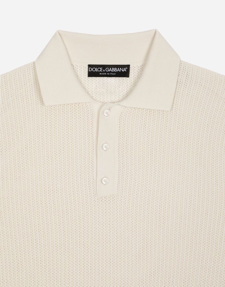 Cotton polo shirt with logo label - 3