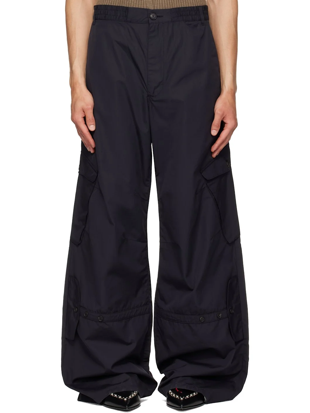 Black Utility Pocket Light Cargo Pants - 1