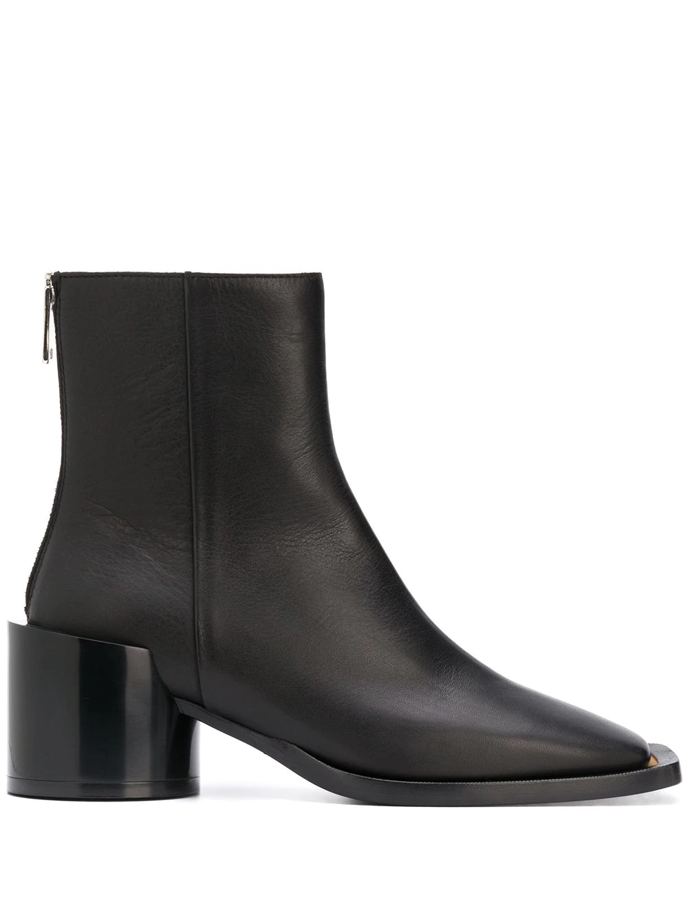 square-toe leather ankle boots - 1