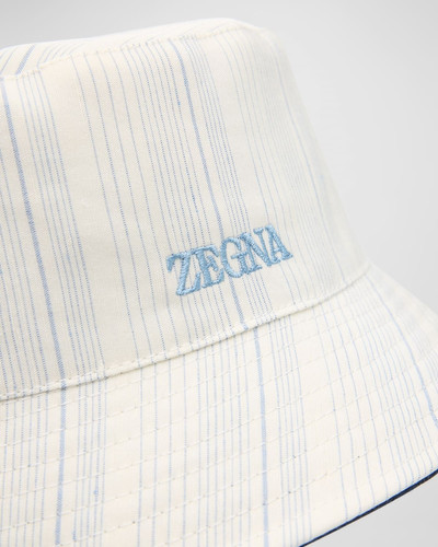 ZEGNA Men's Reversible Striped Bucket Hat outlook