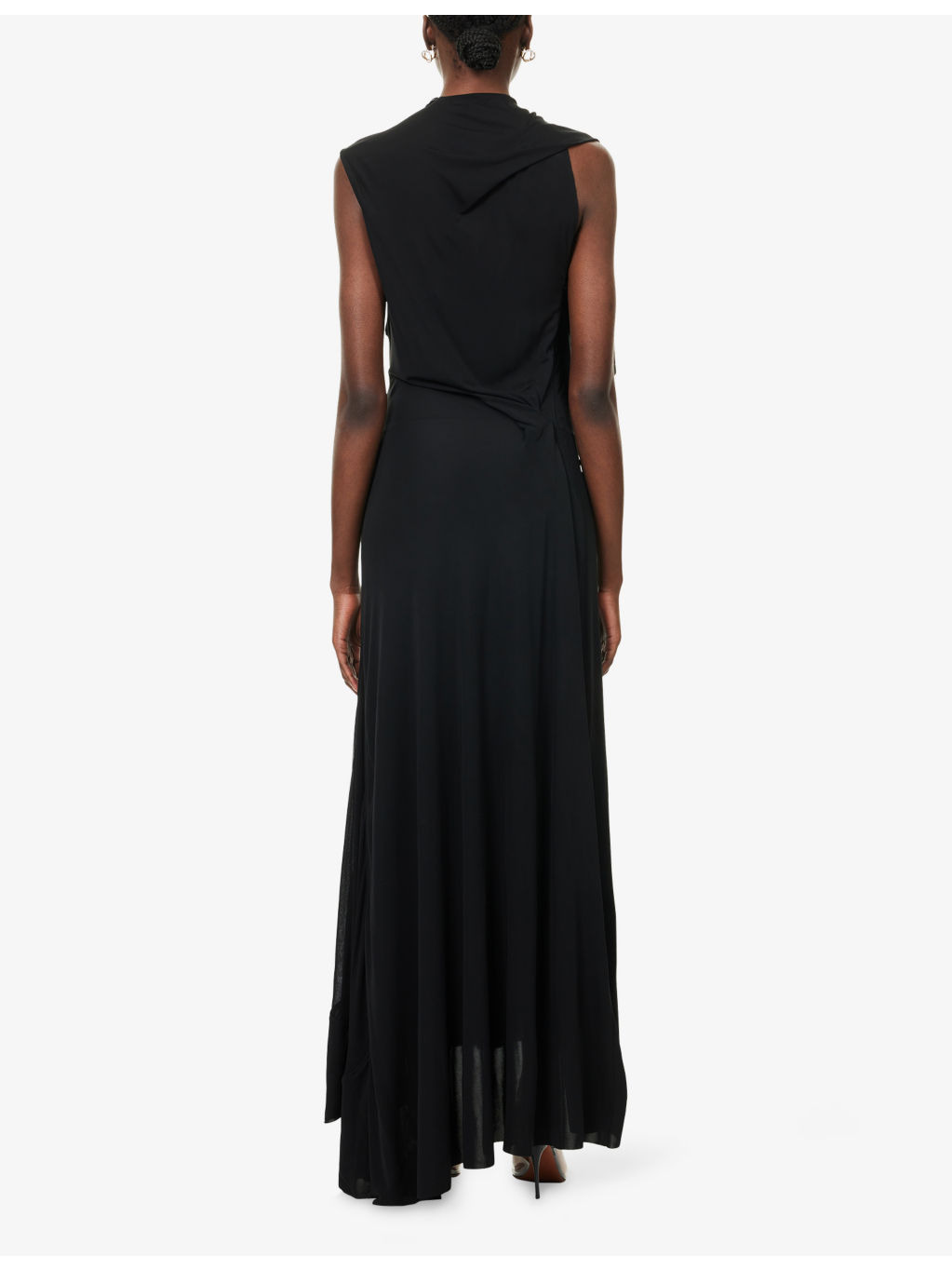 Draped Sleeveless Woven Maxi Dress - 4