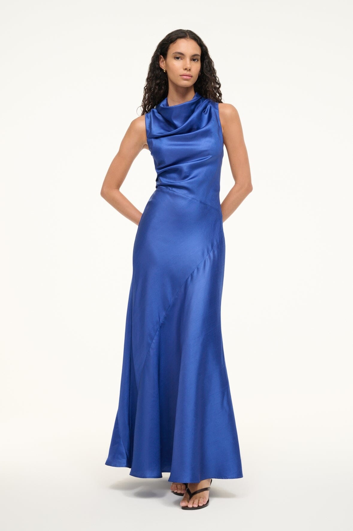 STAUD FRIDA SILK DRESS DEEP SEA - 2