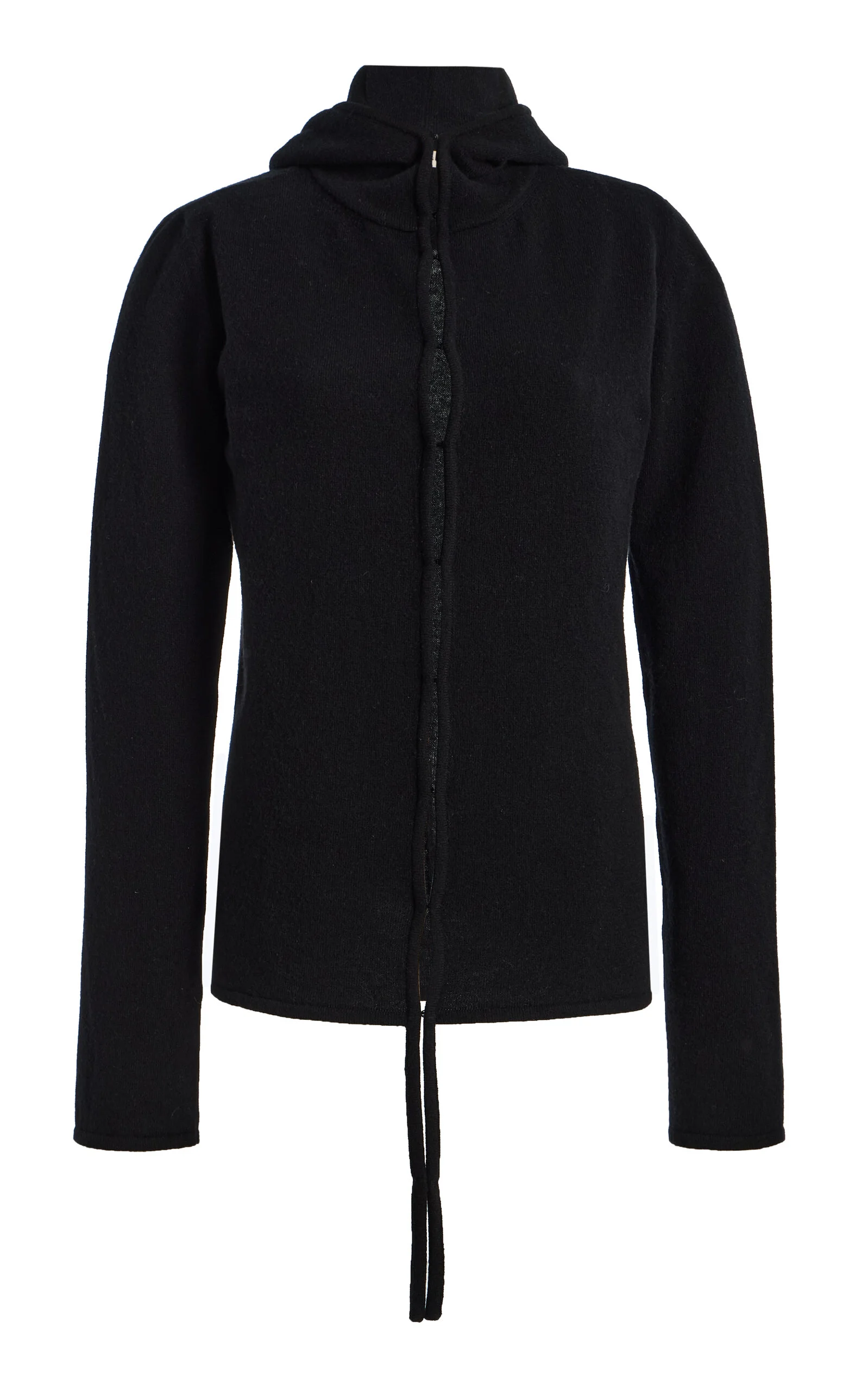 Hooded Merino Wool Jacket black - 1