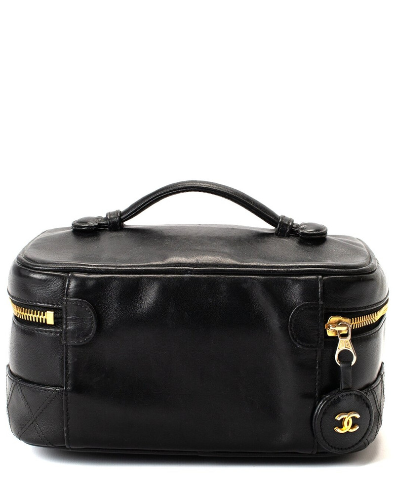 CHANEL Chanel Black Leather Zip Around Cosmetic Case (Authentic Pre-Loved) outlook