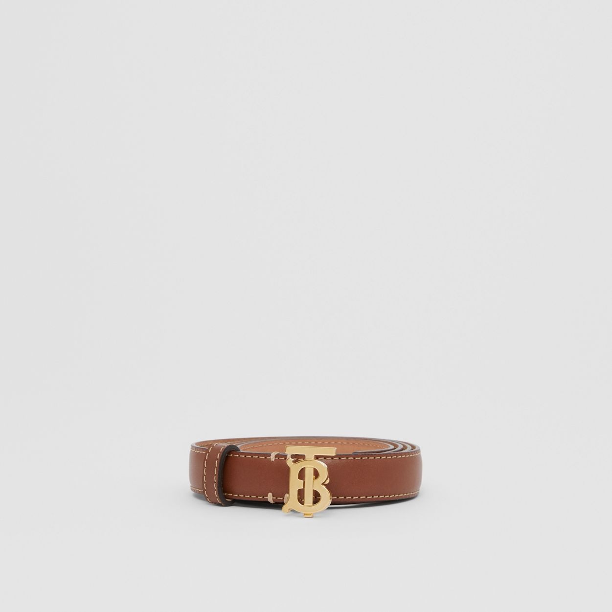 Monogram Motif Topstitched Leather Belt - 3