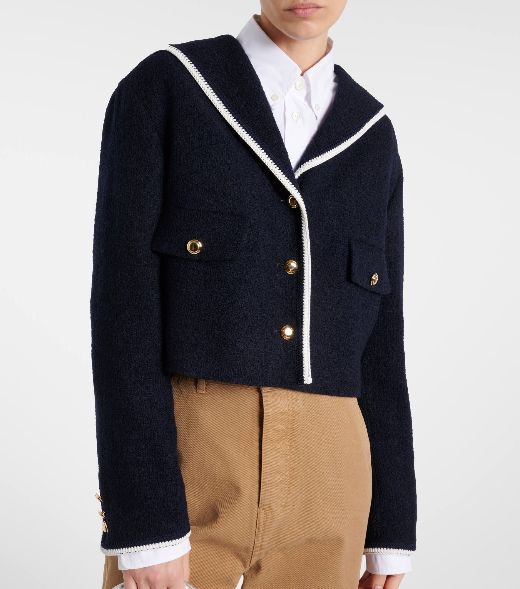 Cropped wool-blend tweed jacket - 7