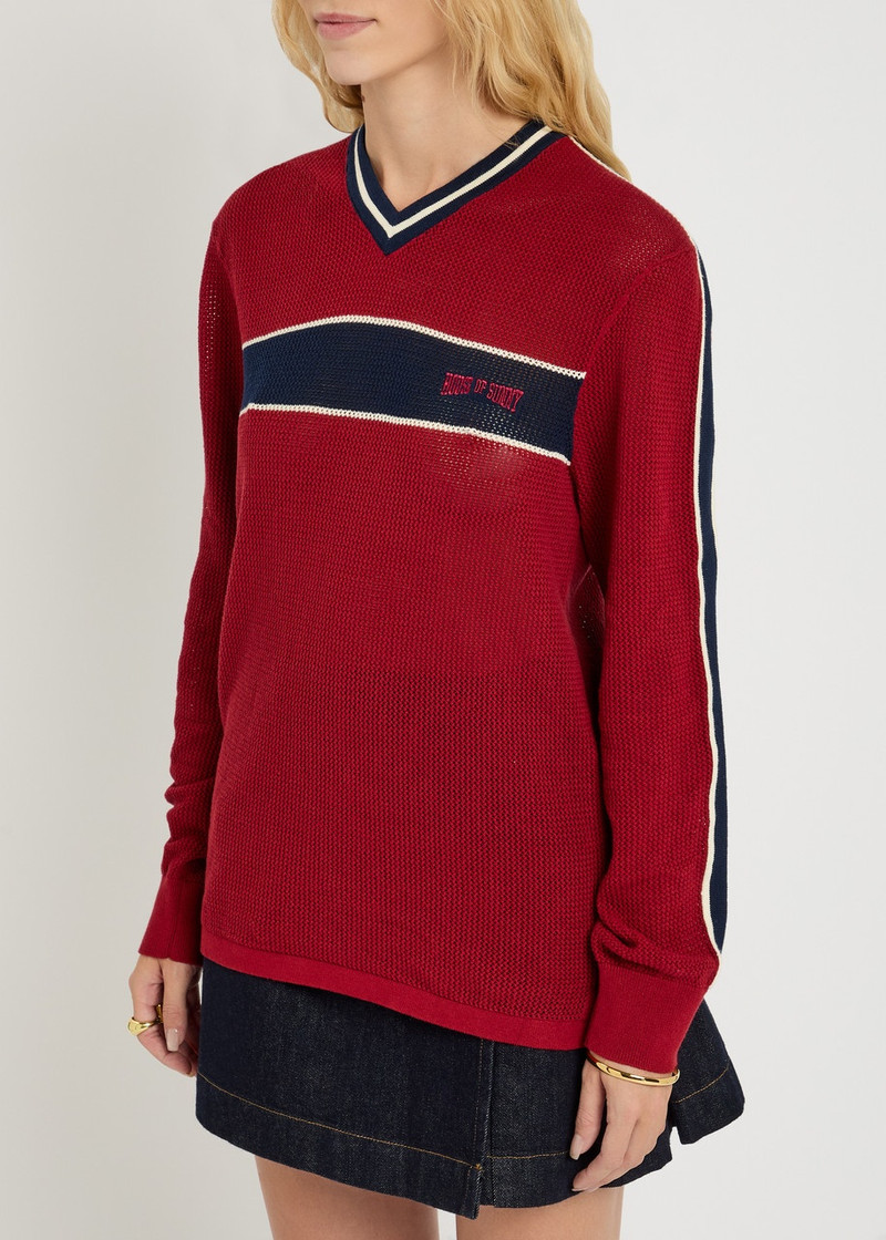 House of Sunny House OF Sunny Joey Stripe-trimmed Fine-knit top outlook