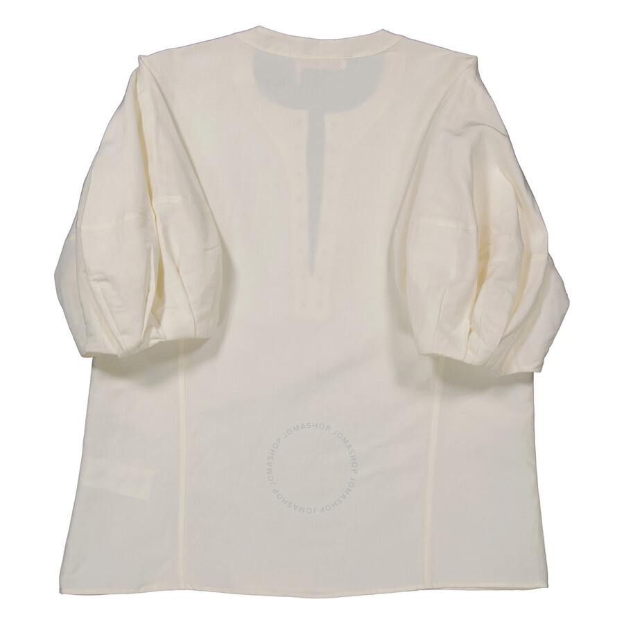 Chloe Ladies Iconic Milk Linen Silk Canvas Puff-Sleeve Blouse - 6