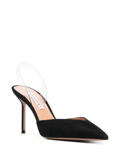 AQUAZZURA V Plexi 95mm  suede pumps outlook