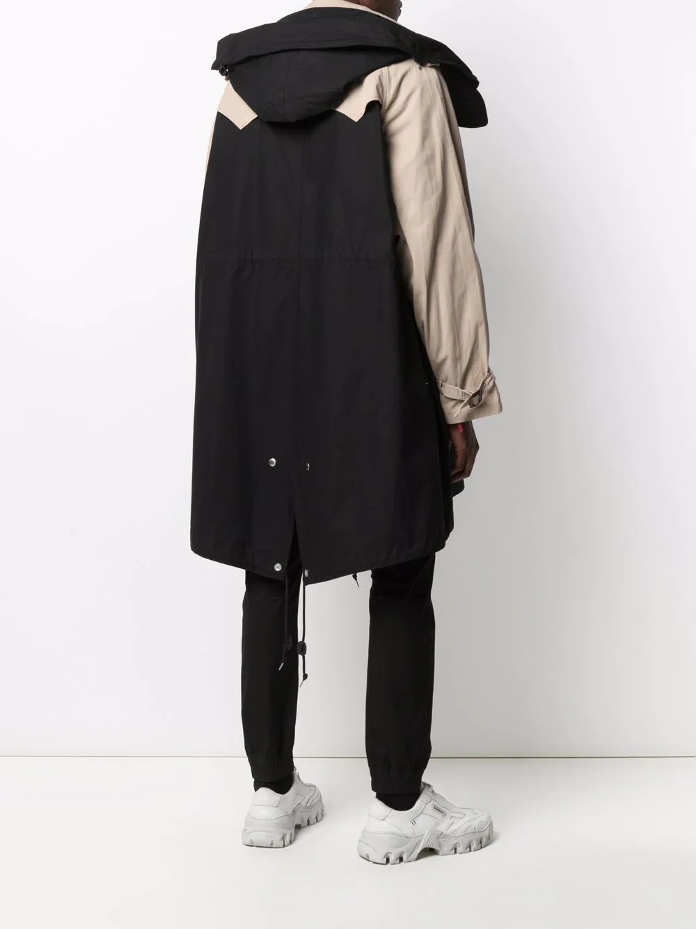 contrast-panel trench coat - 4