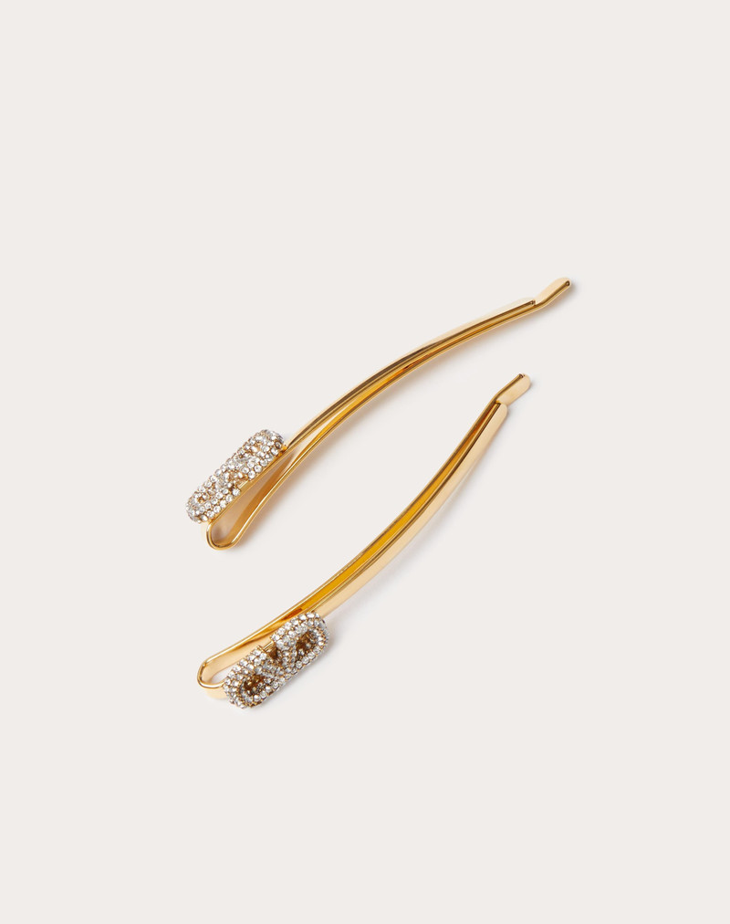 VLOGO SIGNATURE METAL AND SWAROVSKI® CRYSTAL HAIR CLIP 4