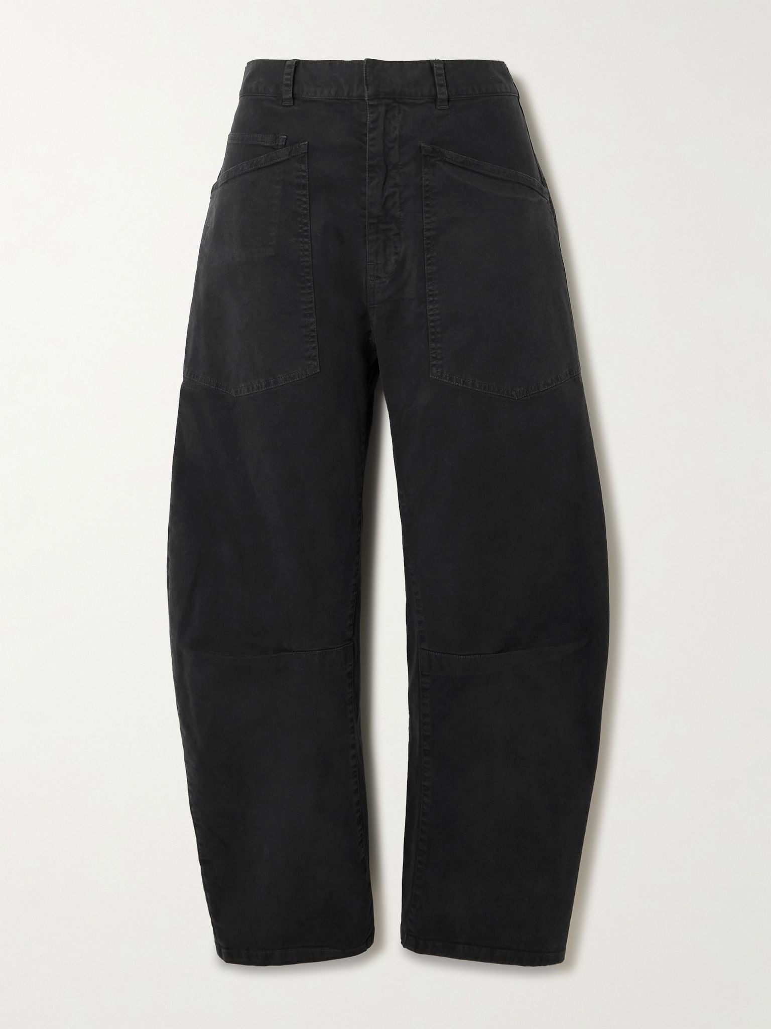 Shon cotton-blend twill barrel-leg pants Black - 1