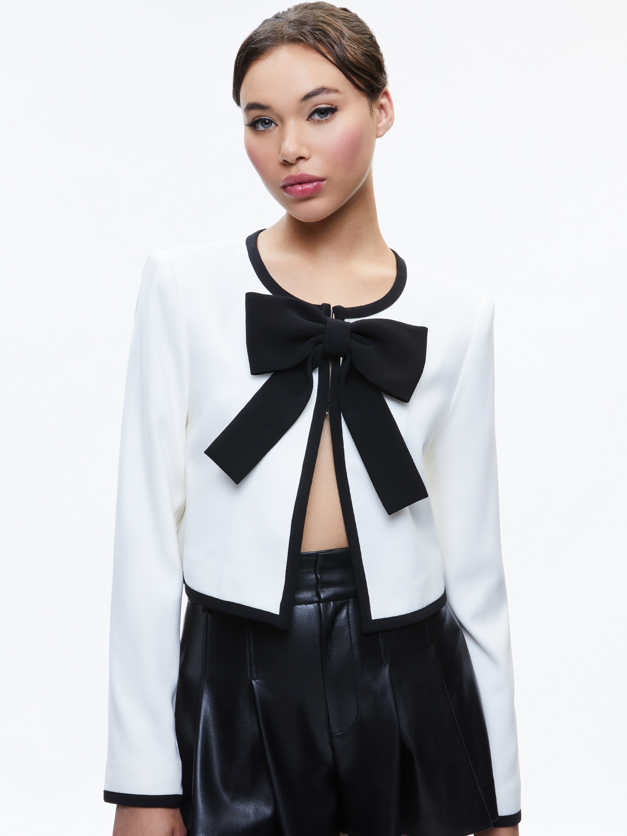 KIDMAN BOW FRONT CROPPED JACKET - 2