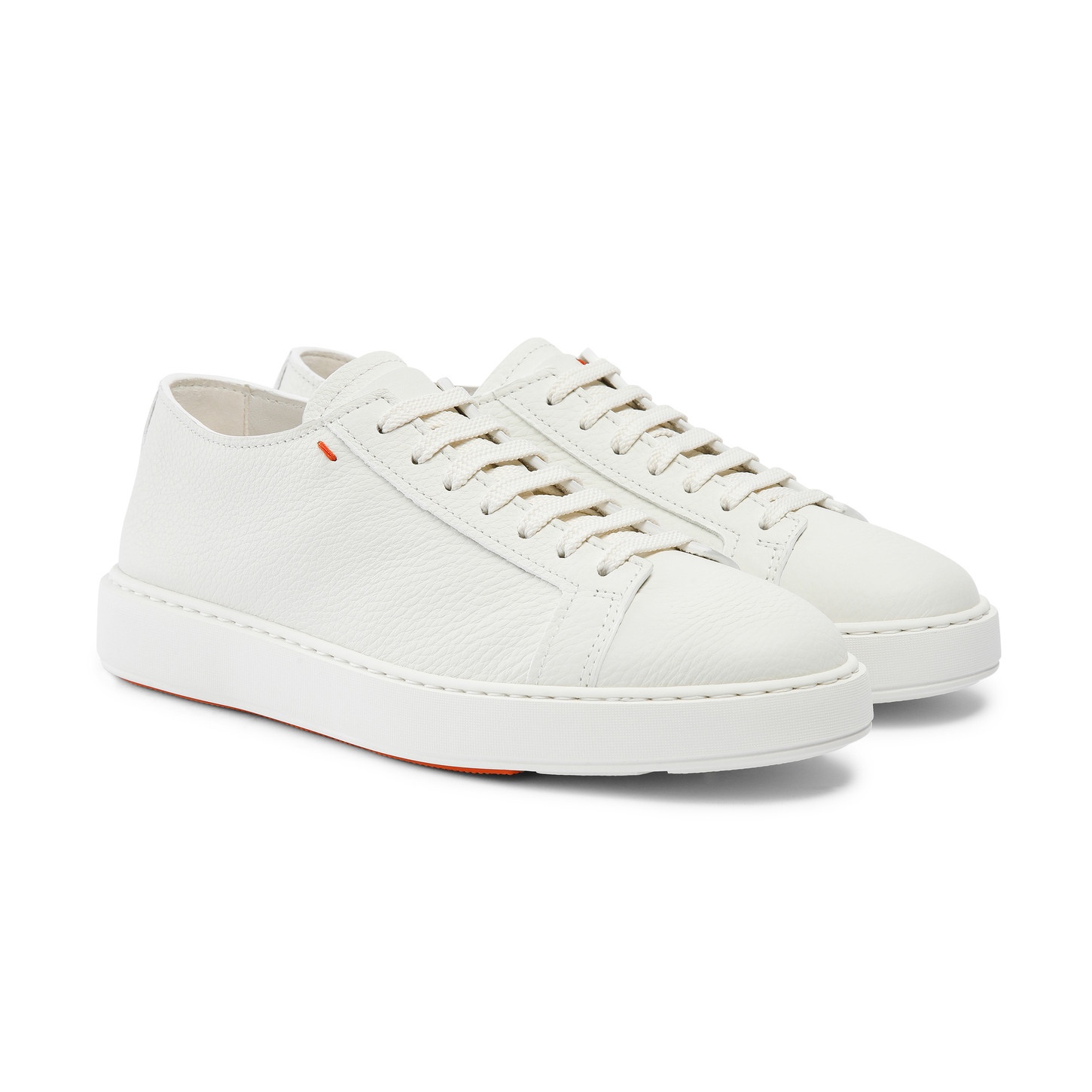 Men's white tumbled leather sneaker - 3