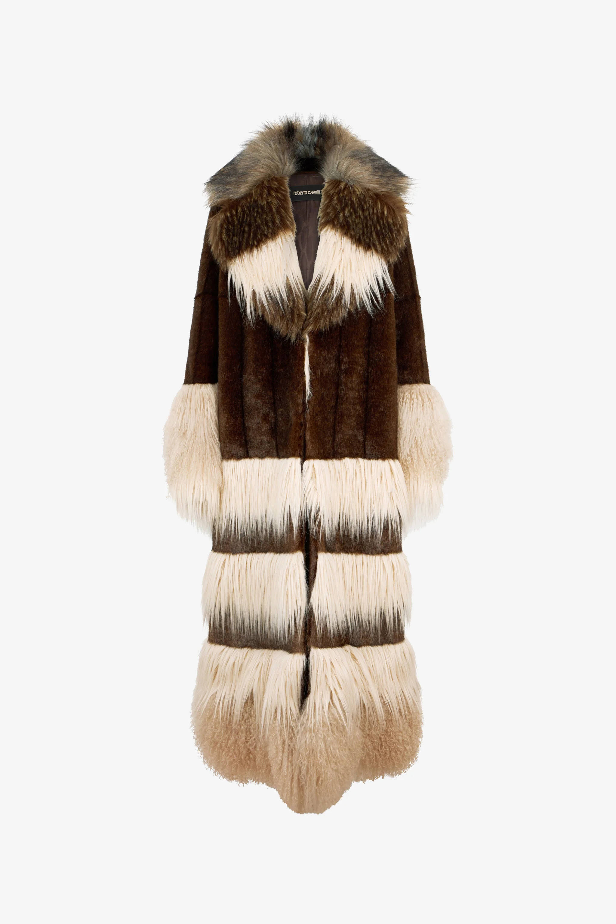 Long Brown Faux Fur Coat - 1
