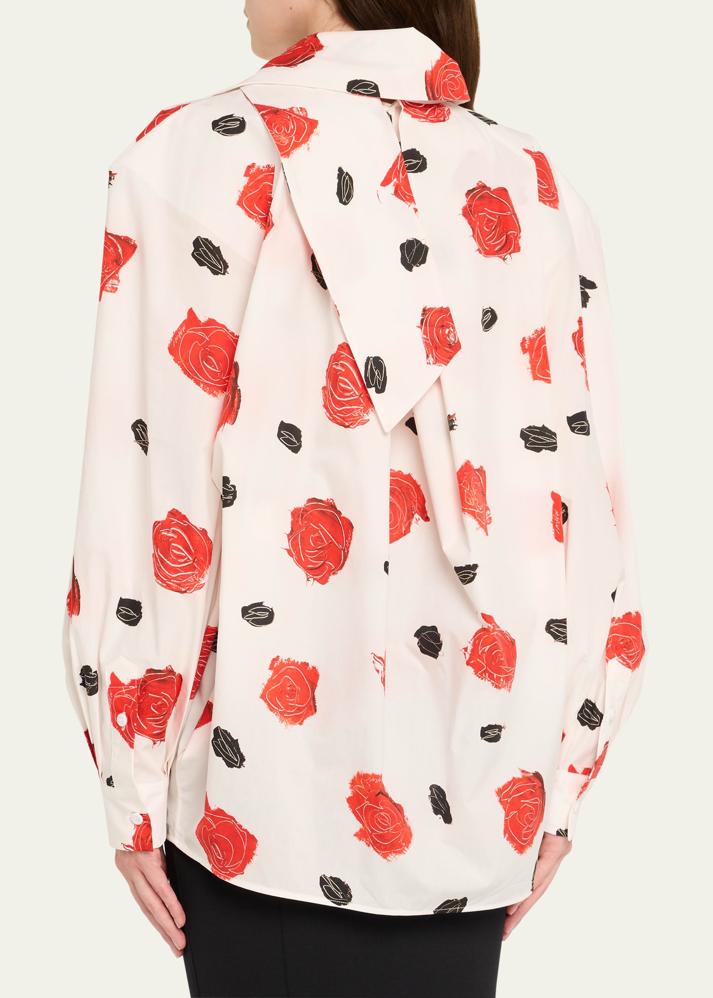 Rose-Print Scarf Oversized Balloon Top - 3