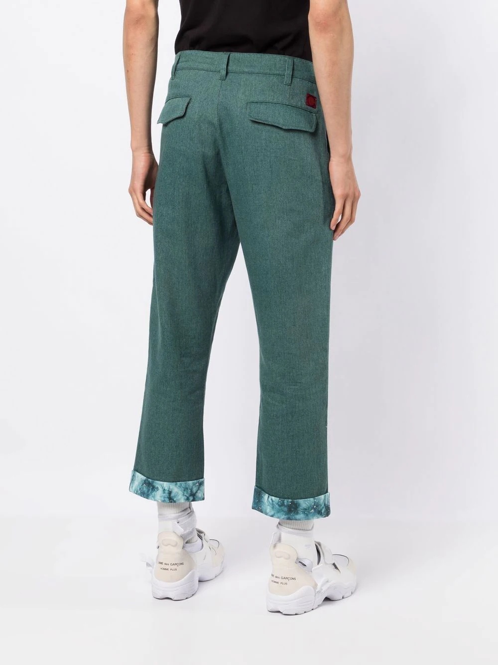 turn-up straight leg trousers - 3