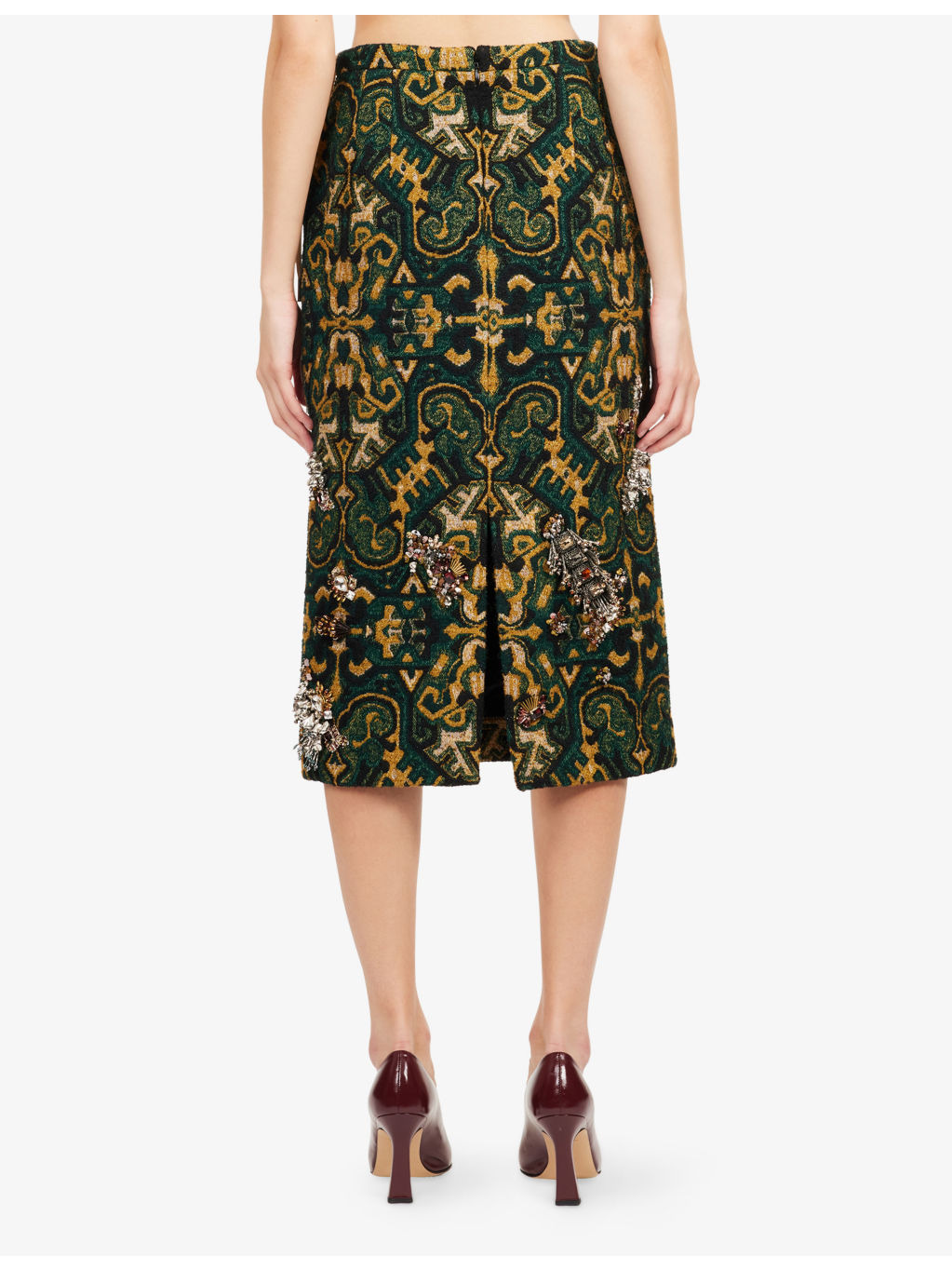 Sokna Embellished Jacquard Woven Midi Skirt - 4