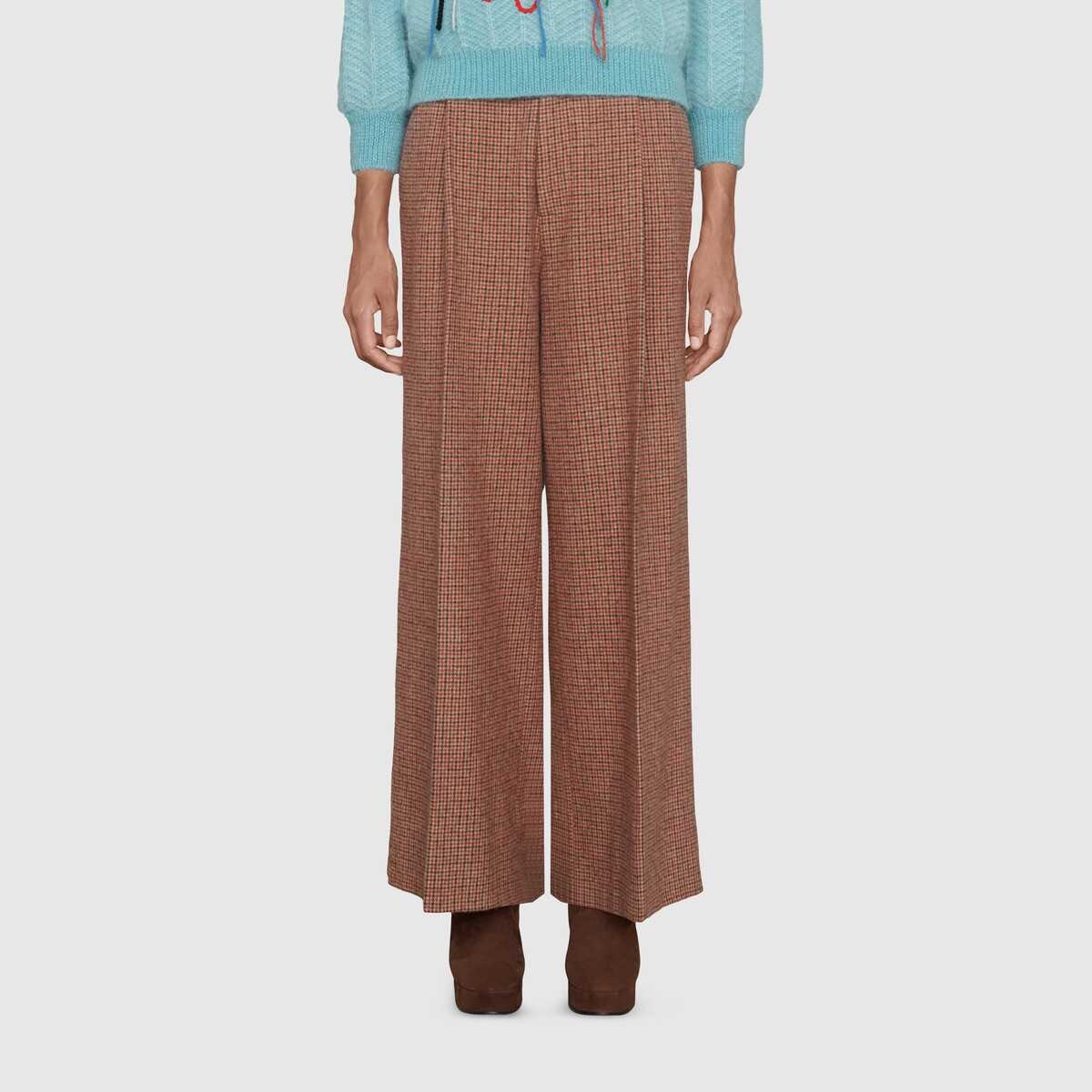 Houndstooth wool wide-leg pant - 3