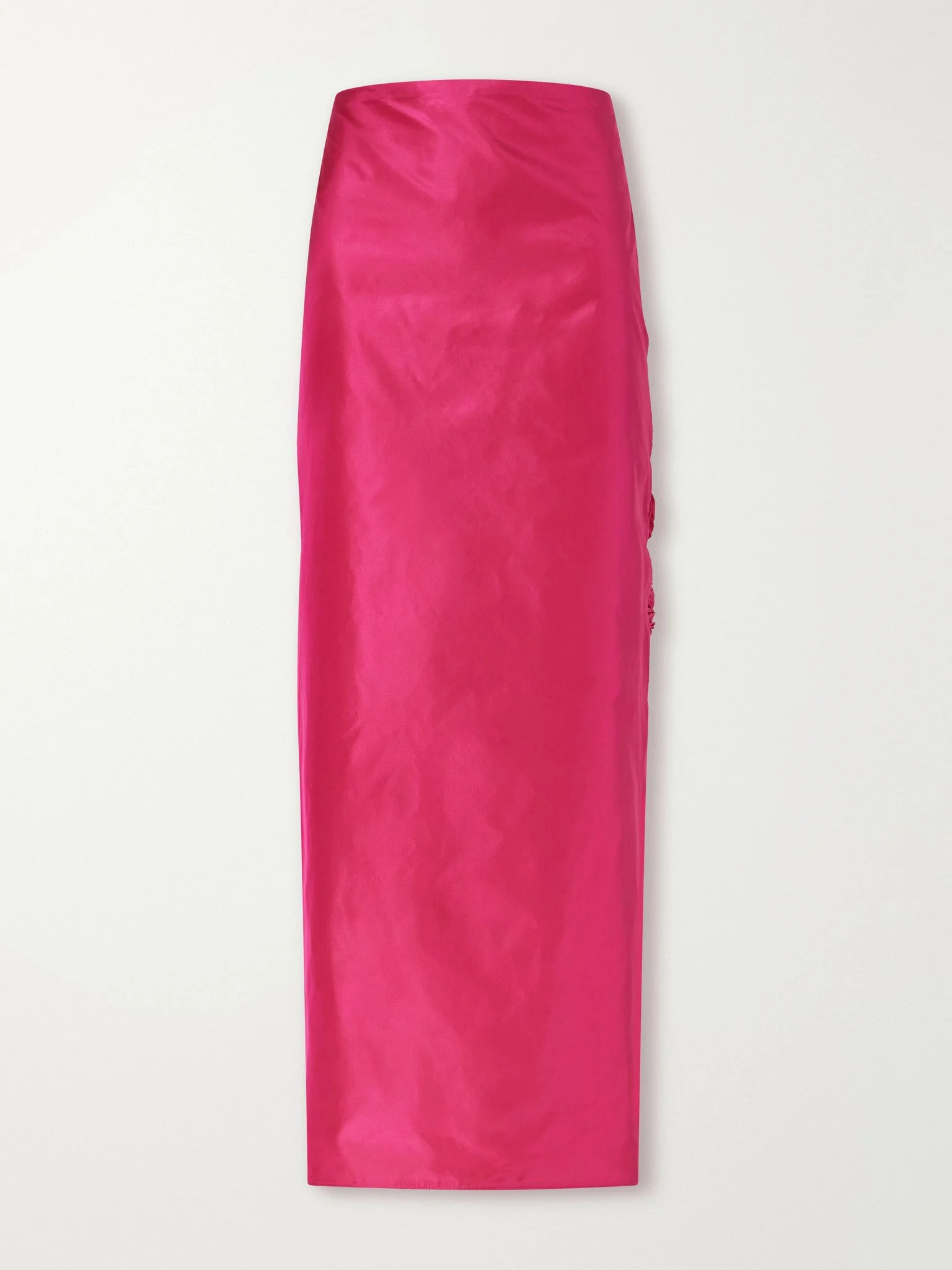 Knotted silk-taffeta midi skirt Fuchsia - 1