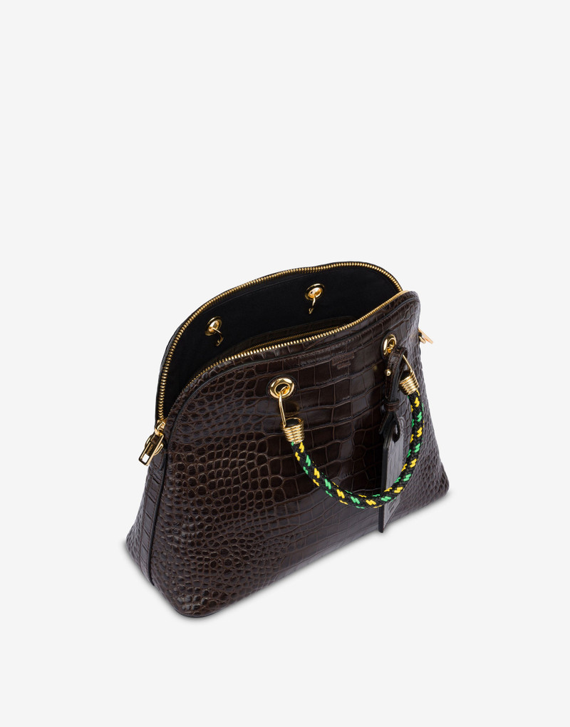 Moschino CROC PRINT BRAIDED CORD HANDBAG outlook