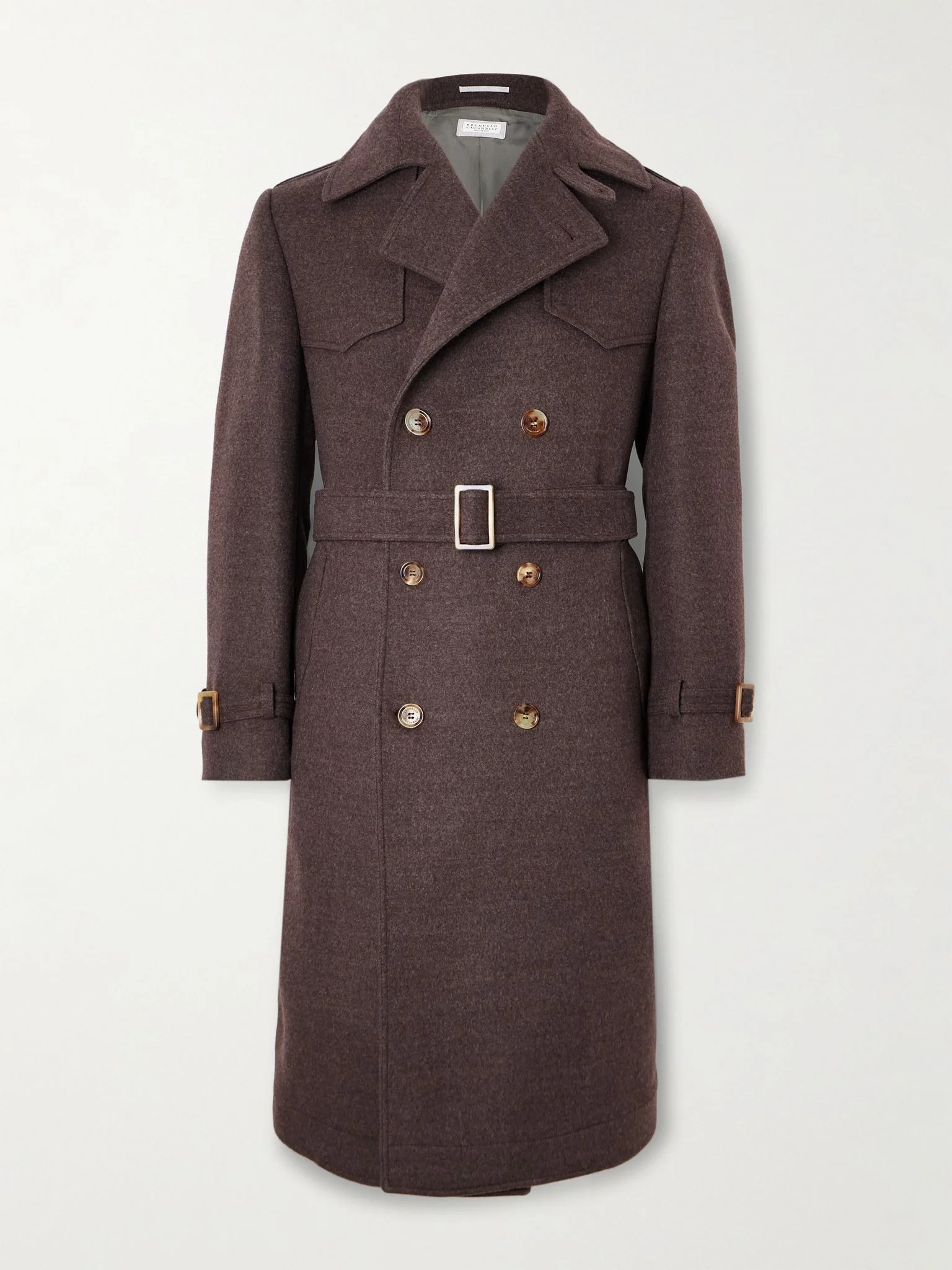 Belted Wool Coat Brown - 1