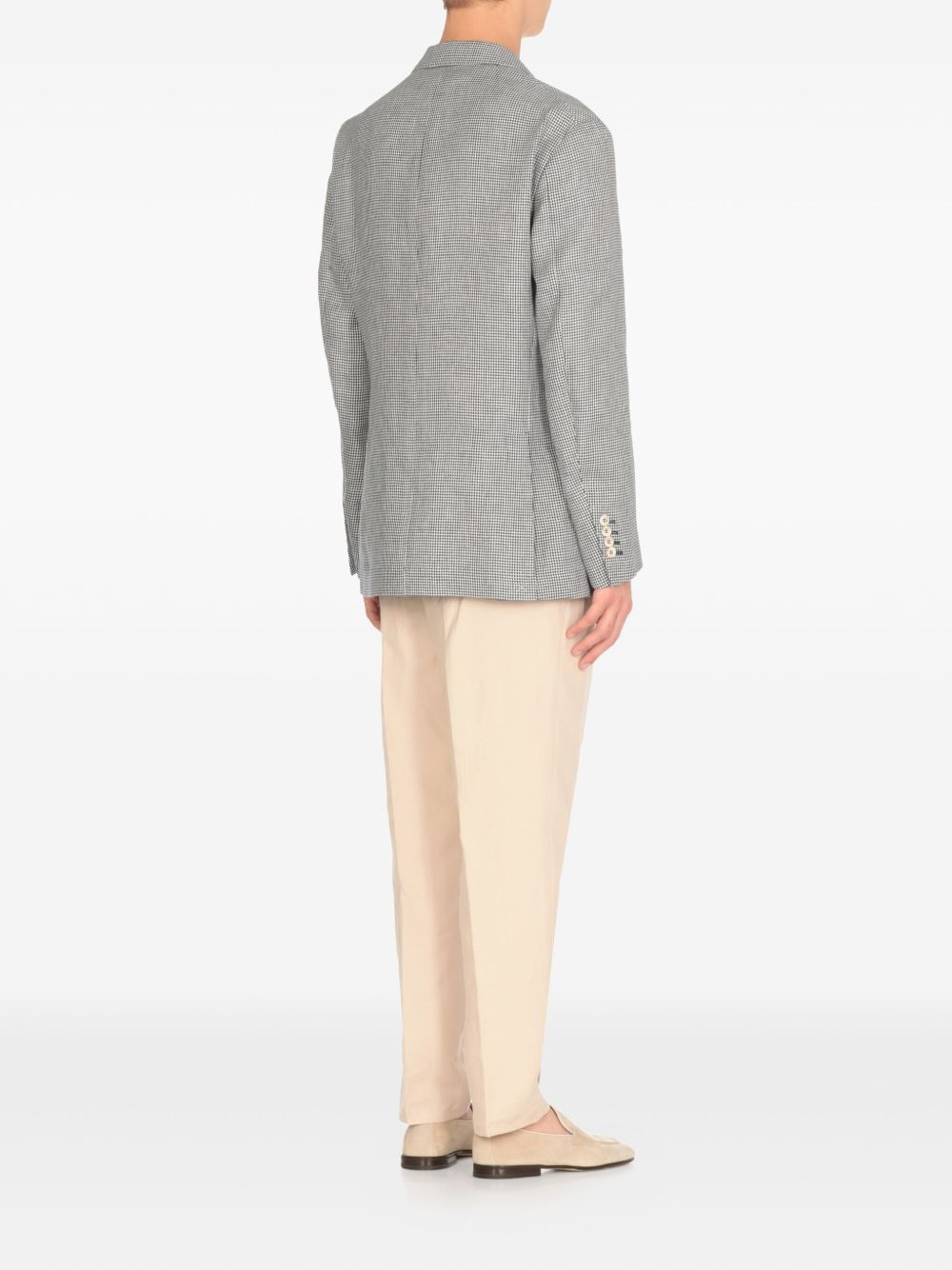 pied-de-poule linen blazer - 3