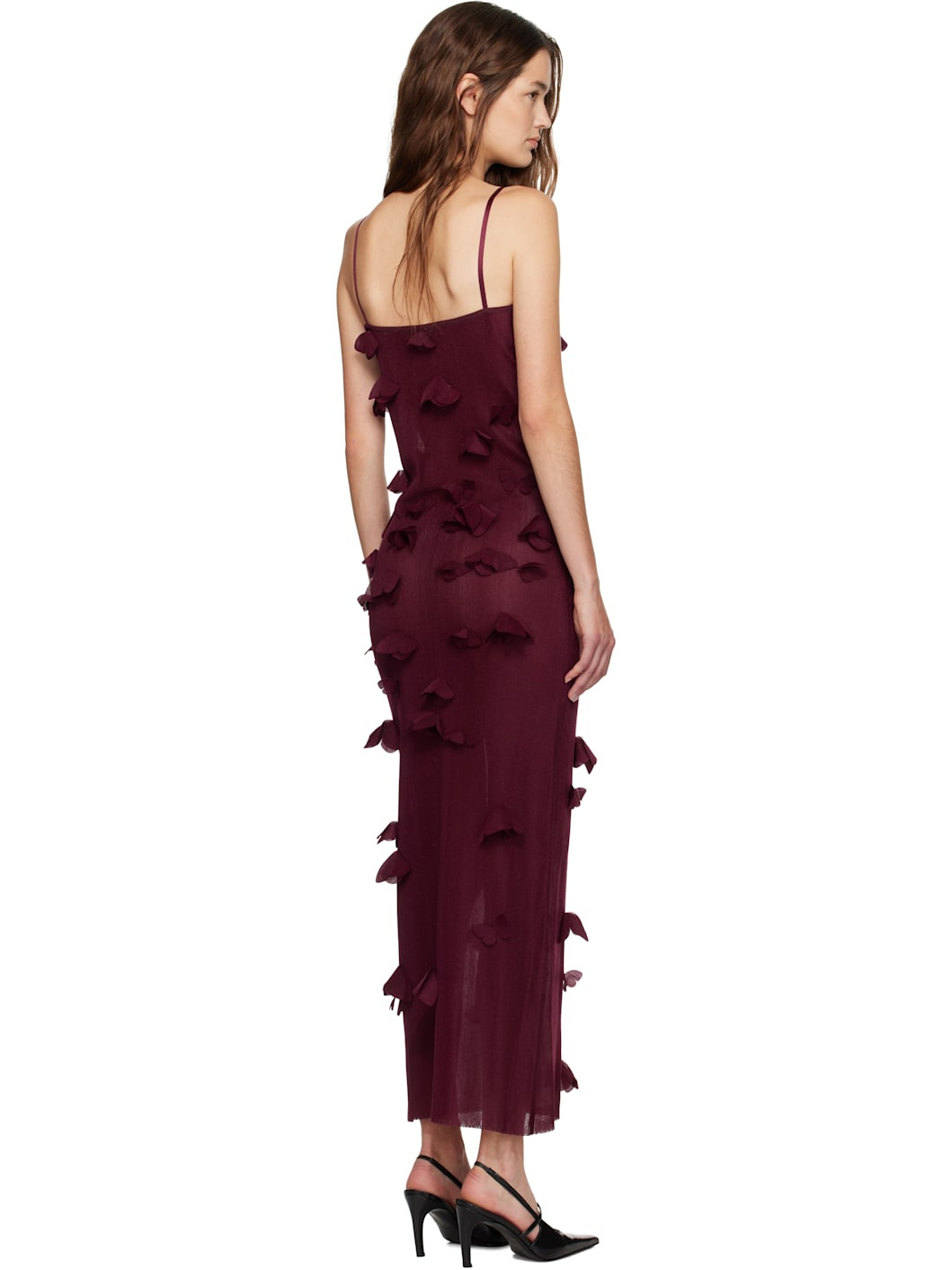 Burgundy Butterflies Techno Midi Dress - 3