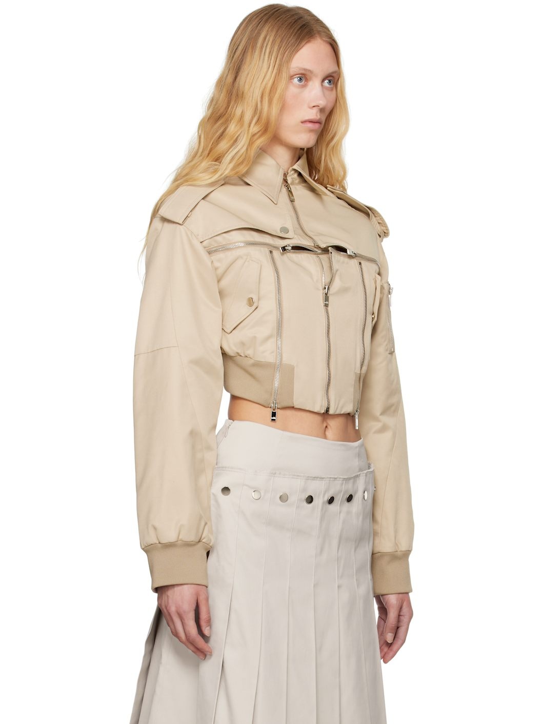 Beige Broken Harrington Jacket - 2
