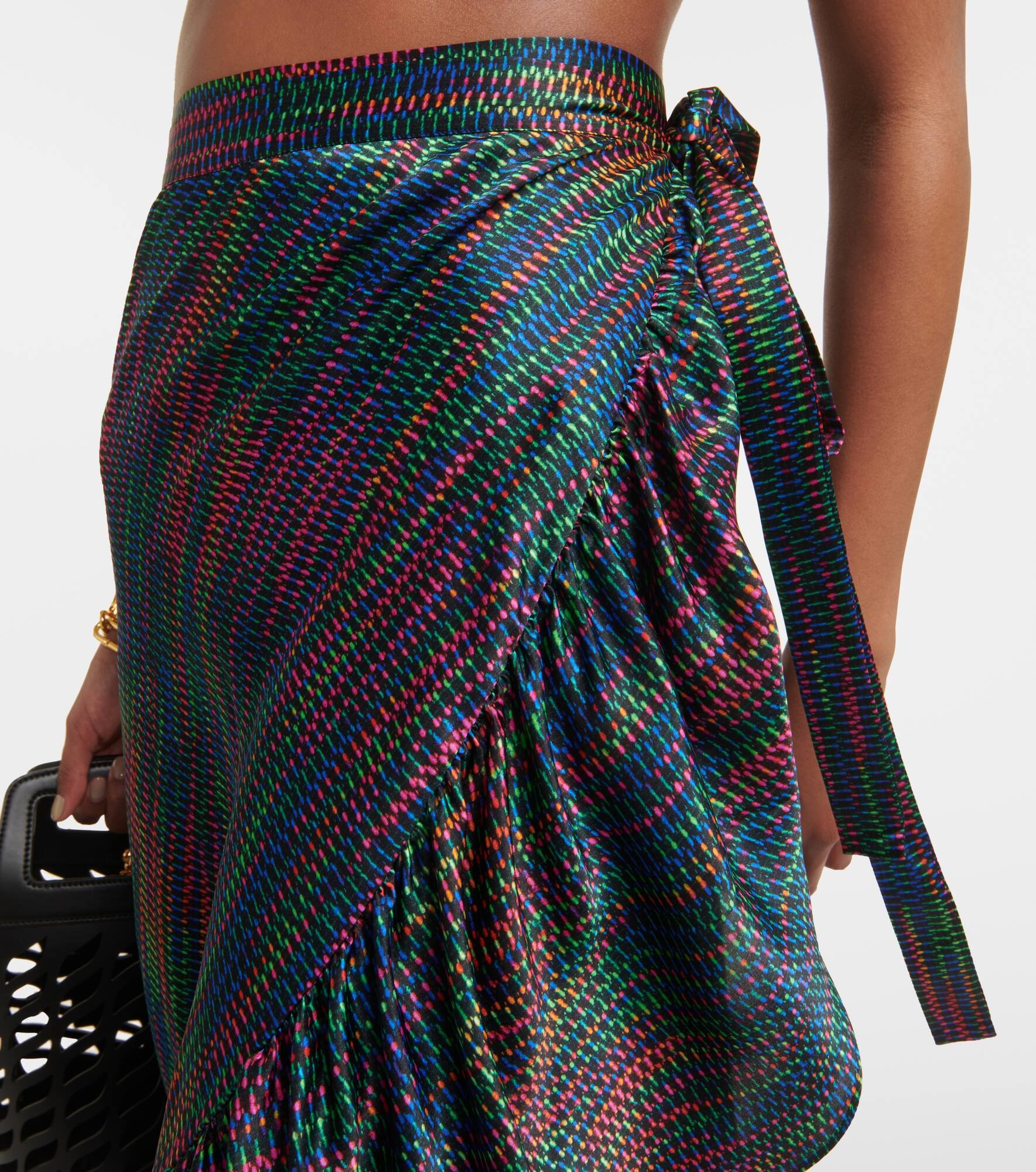 Néon printed silk satin wrap skirt - 4