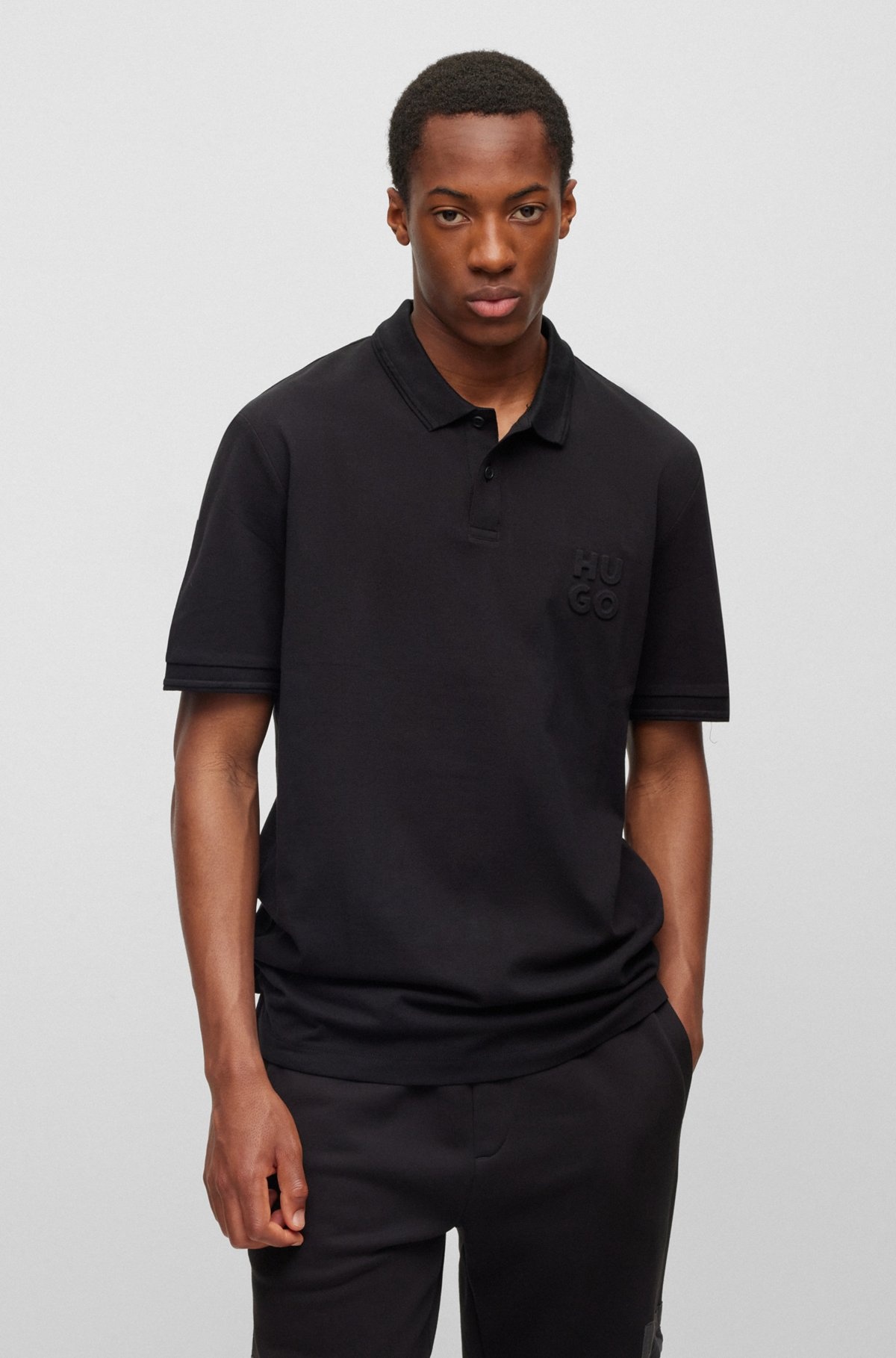 STACKED-LOGO-EMBOSSED POLO SHIRT IN COTTON PIQUÉ - 2