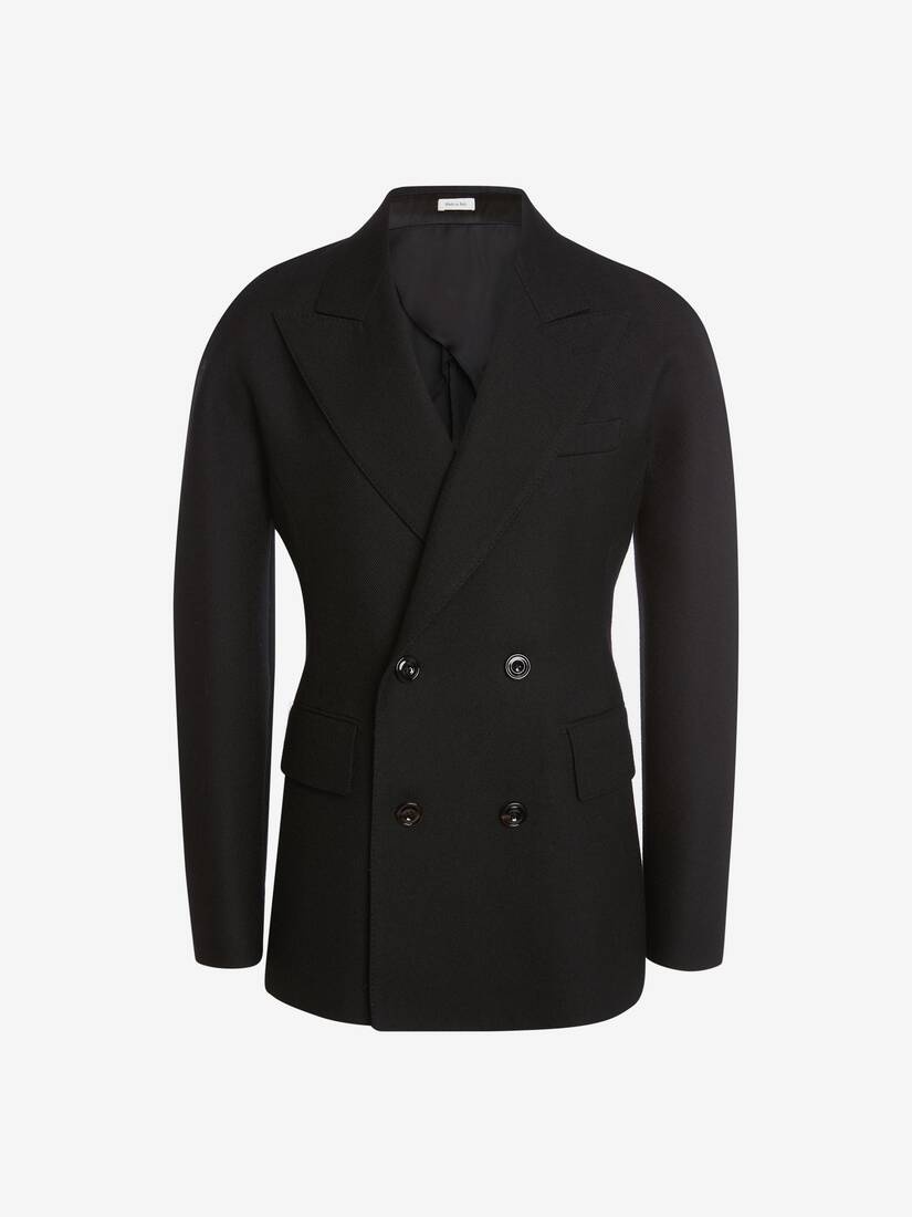Dropped Sleeve Sleeve Double-breasted Tailored Jacket in Black - 1