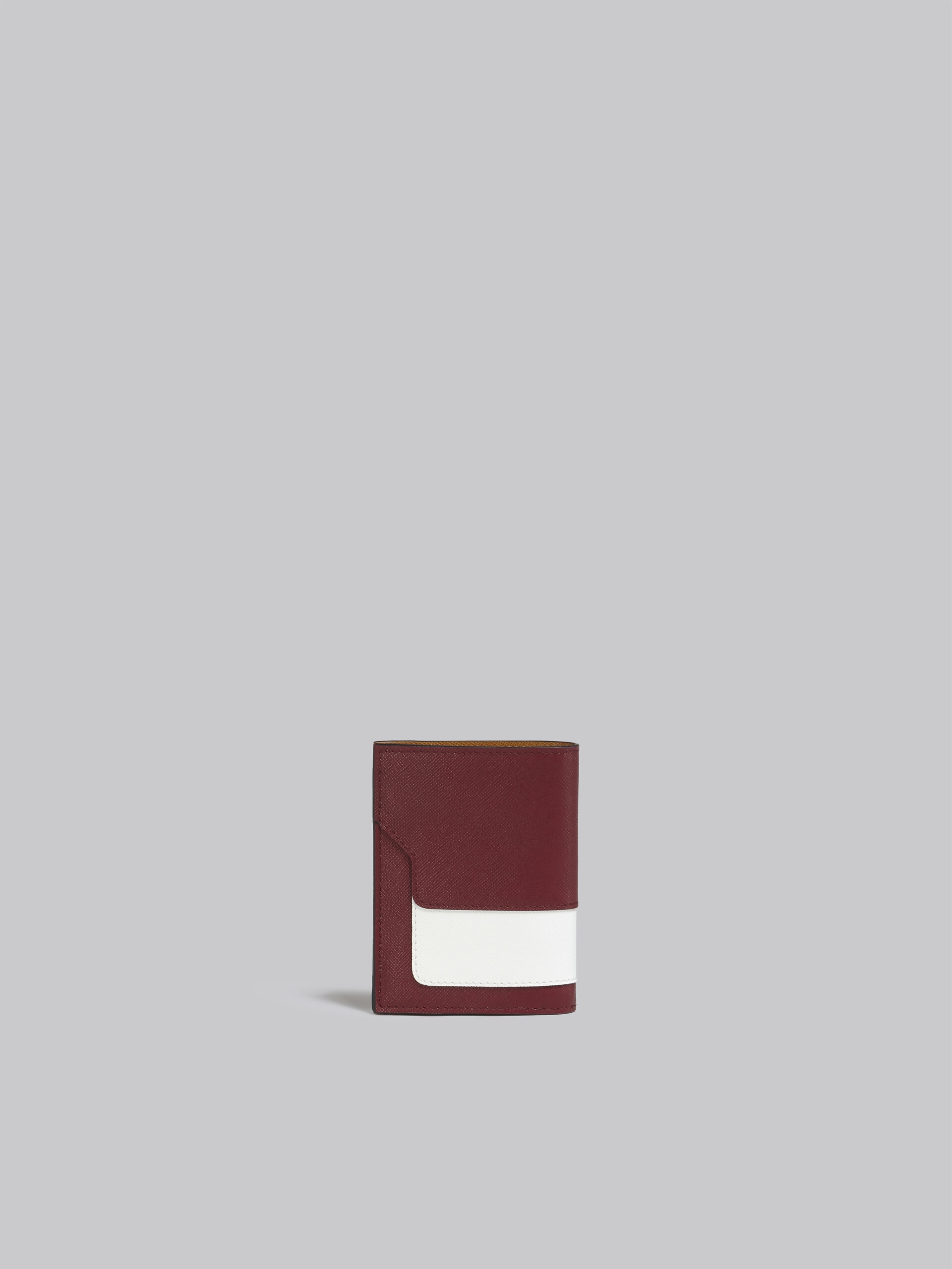 RED WHITE AND BROWN SAFFIANO LEATHER BI-FOLD WALLET - 3