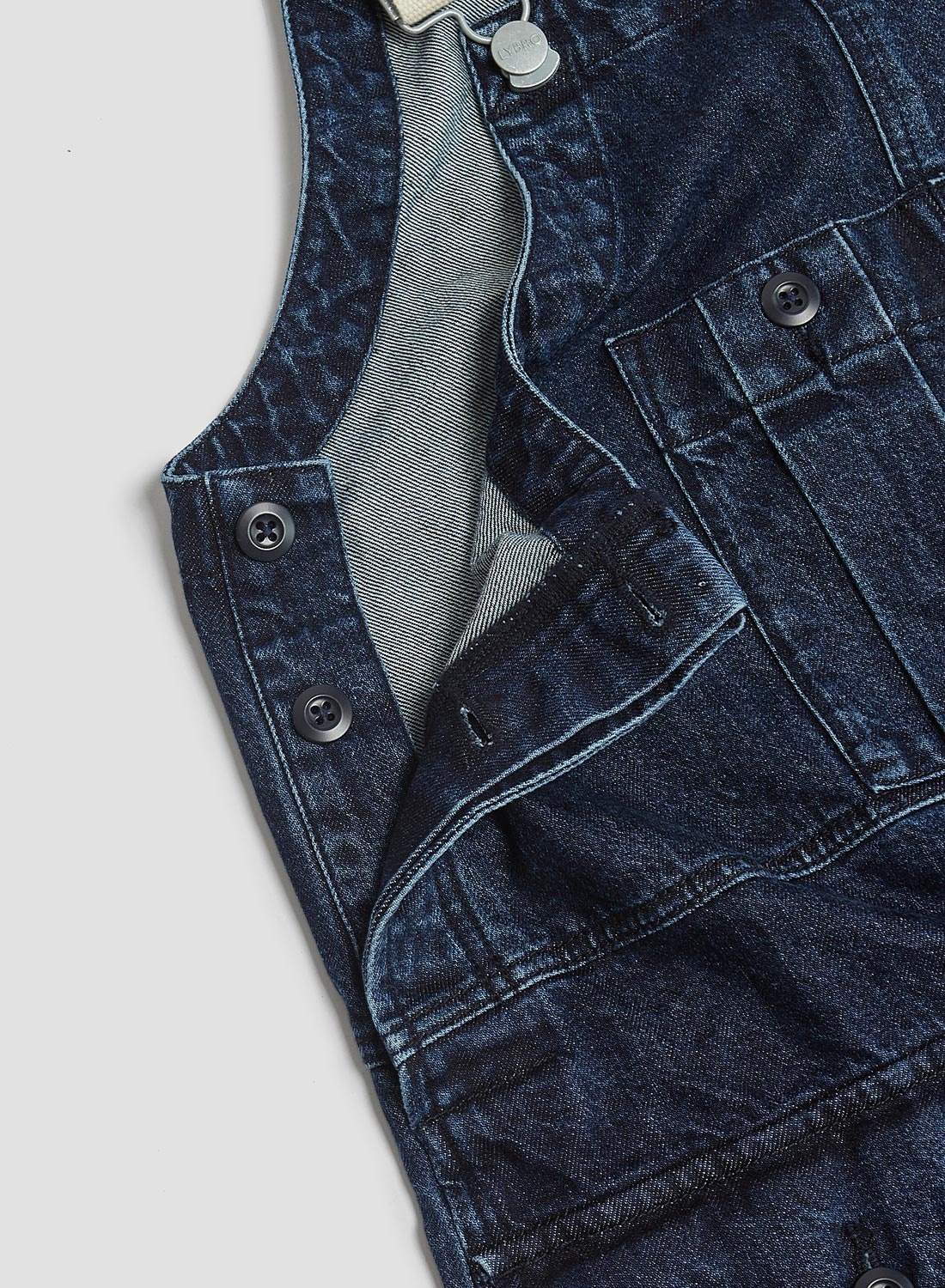 Railway Dungaree Denim in Washed Indigo - 4