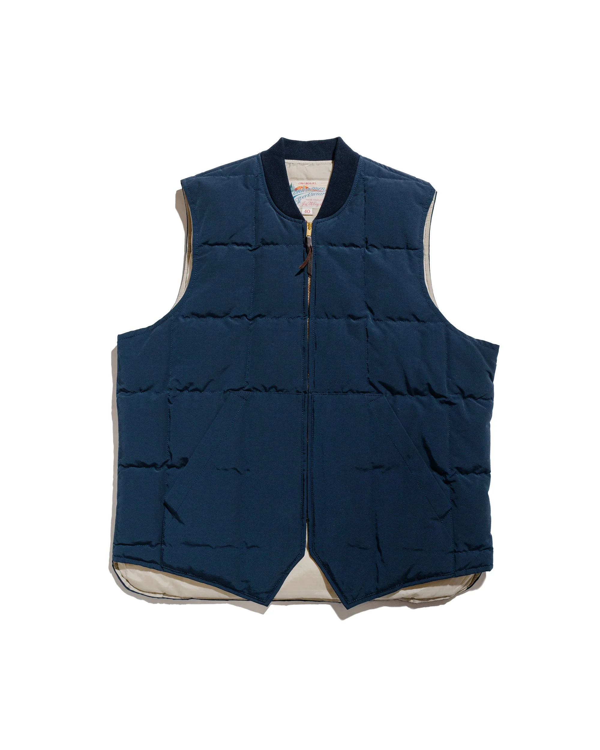 MJ24110 Cotton/Nylon Down Vest Navy - 1