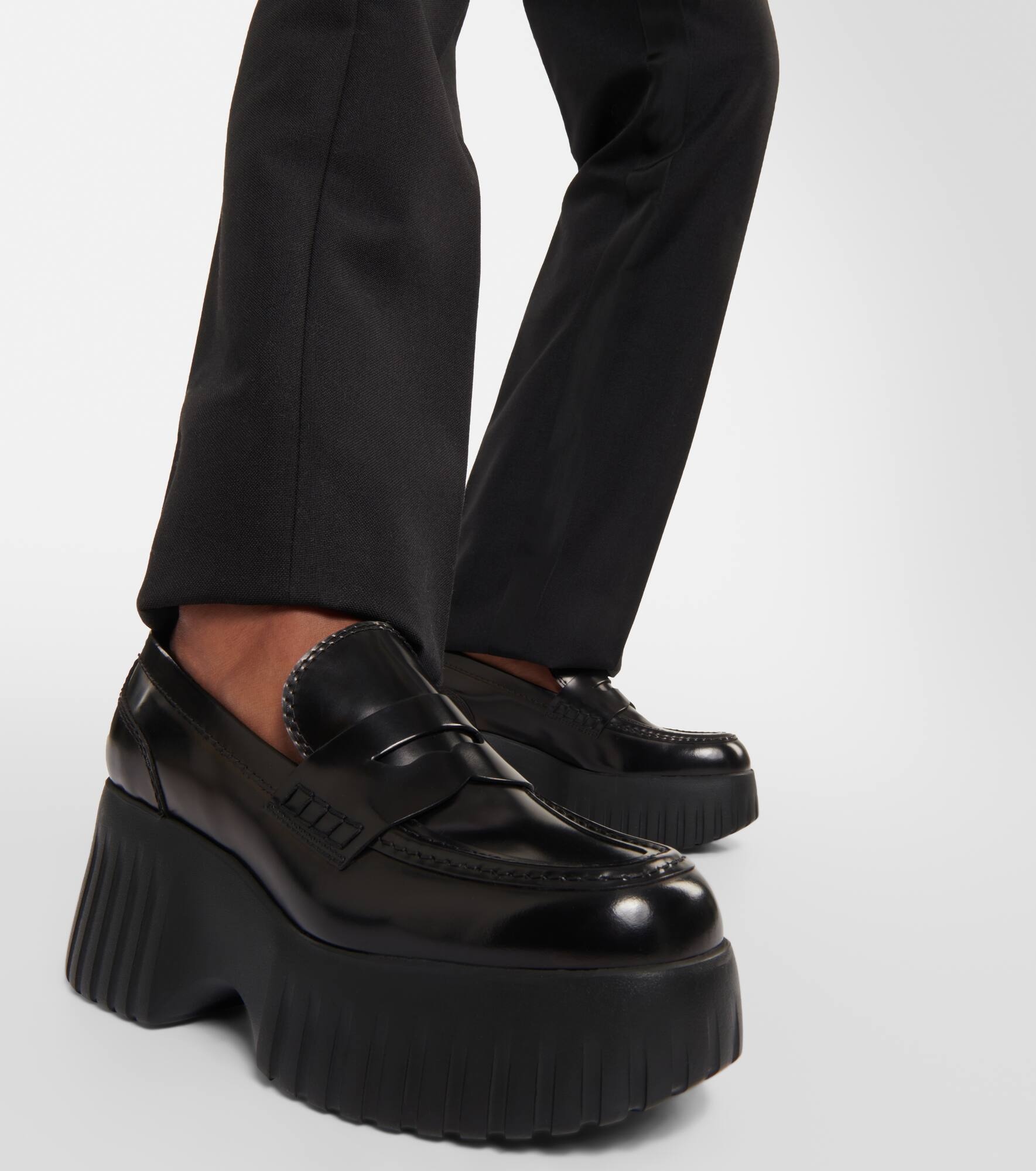 H-Stripes wedge leather loafers - 4