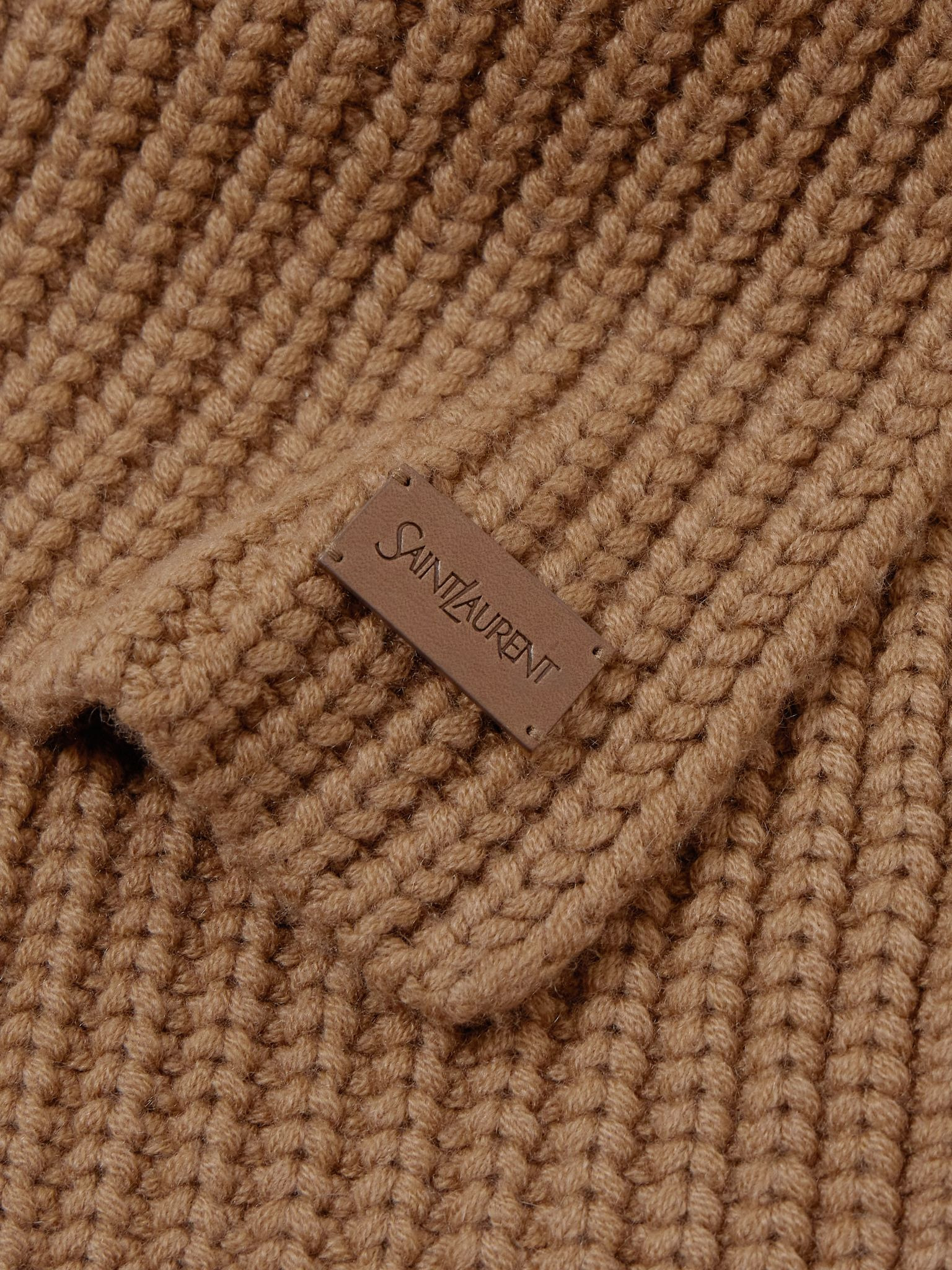 Appliquéd ribbed cashmere scarf Brown - 3